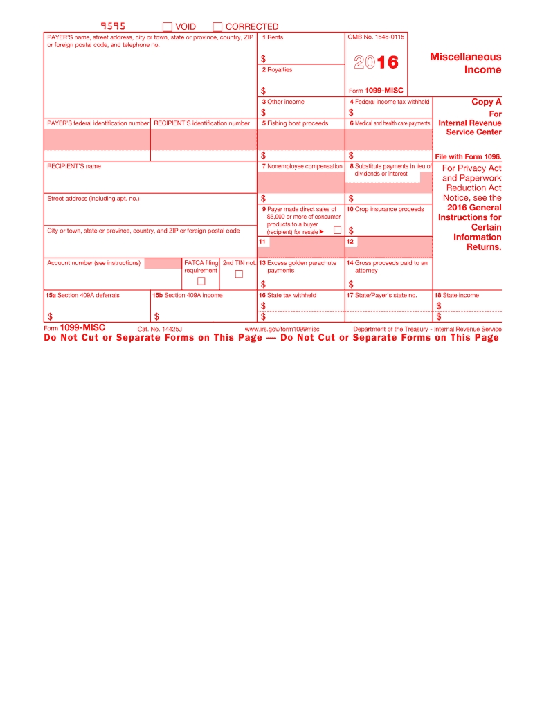 2016 Form Irs 1099-Misc Fill Online, Printable, Fillable-1099 Forms 2021 Printable