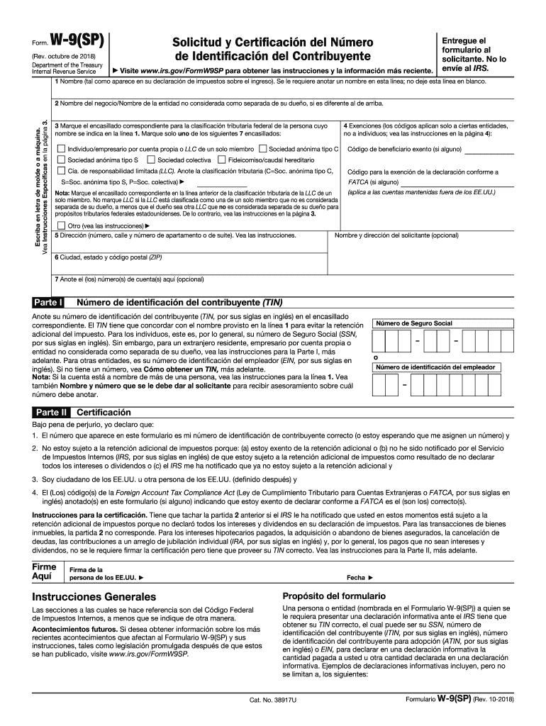 2018-2021 Form Irs W-9(Sp) Fill Online, Printable, Fillable-Blank W9 2021