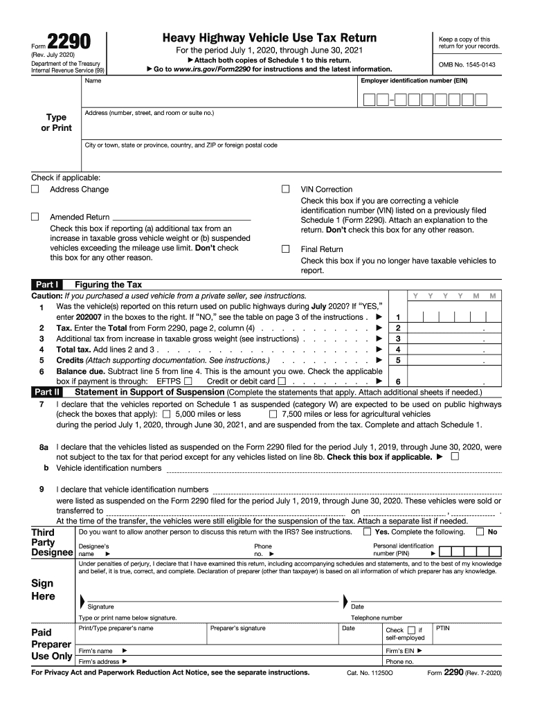 2020 Form Irs 2290 Fill Online, Printable, Fillable, Blank-Irs Tax Forms For 2021 Printable