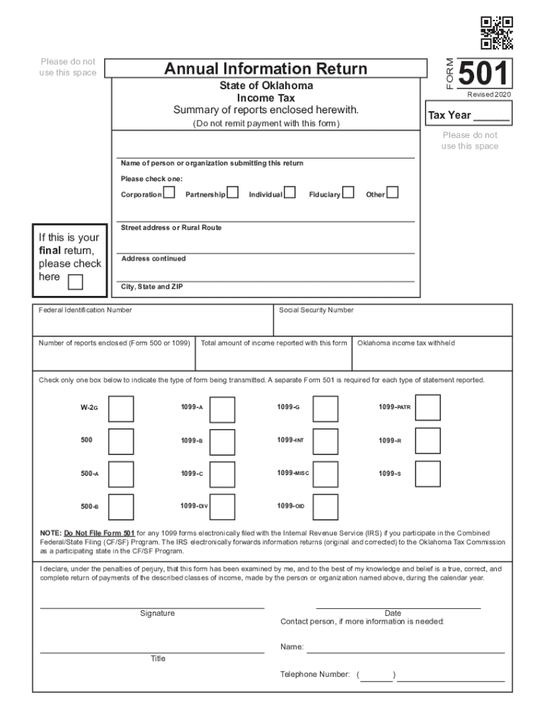 2020 Ok Form 501 Fill Online, Printable, Fillable, Blank-Oklahoma W9 2021 Form
