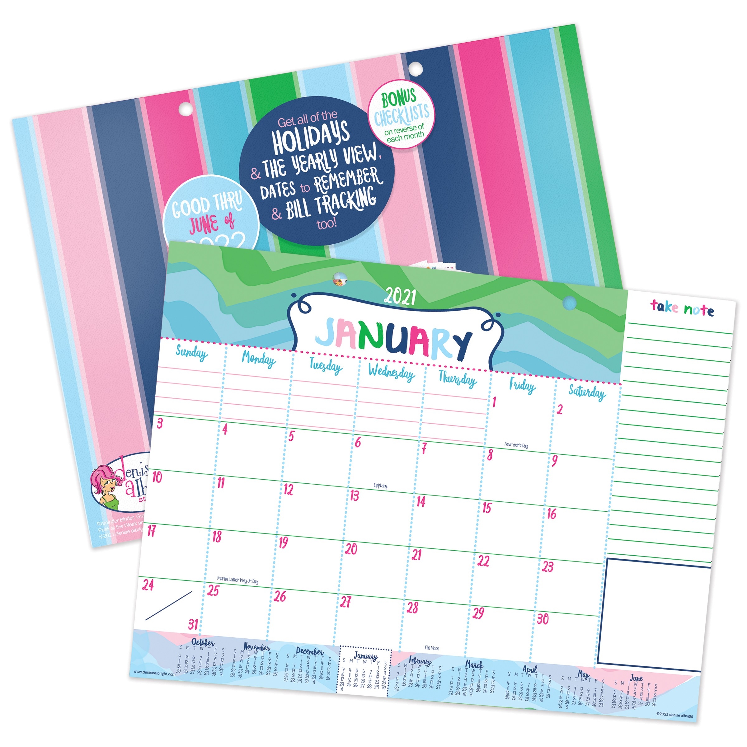 2021-2022 18-Month Desk Calendar Reminder Binder® | January 2021 Thru June  2022 | Tear-Off Lists By | Bill Pay Worksheet | Dry Erase Backer |-Bill Pay Monthly Calendar 2021