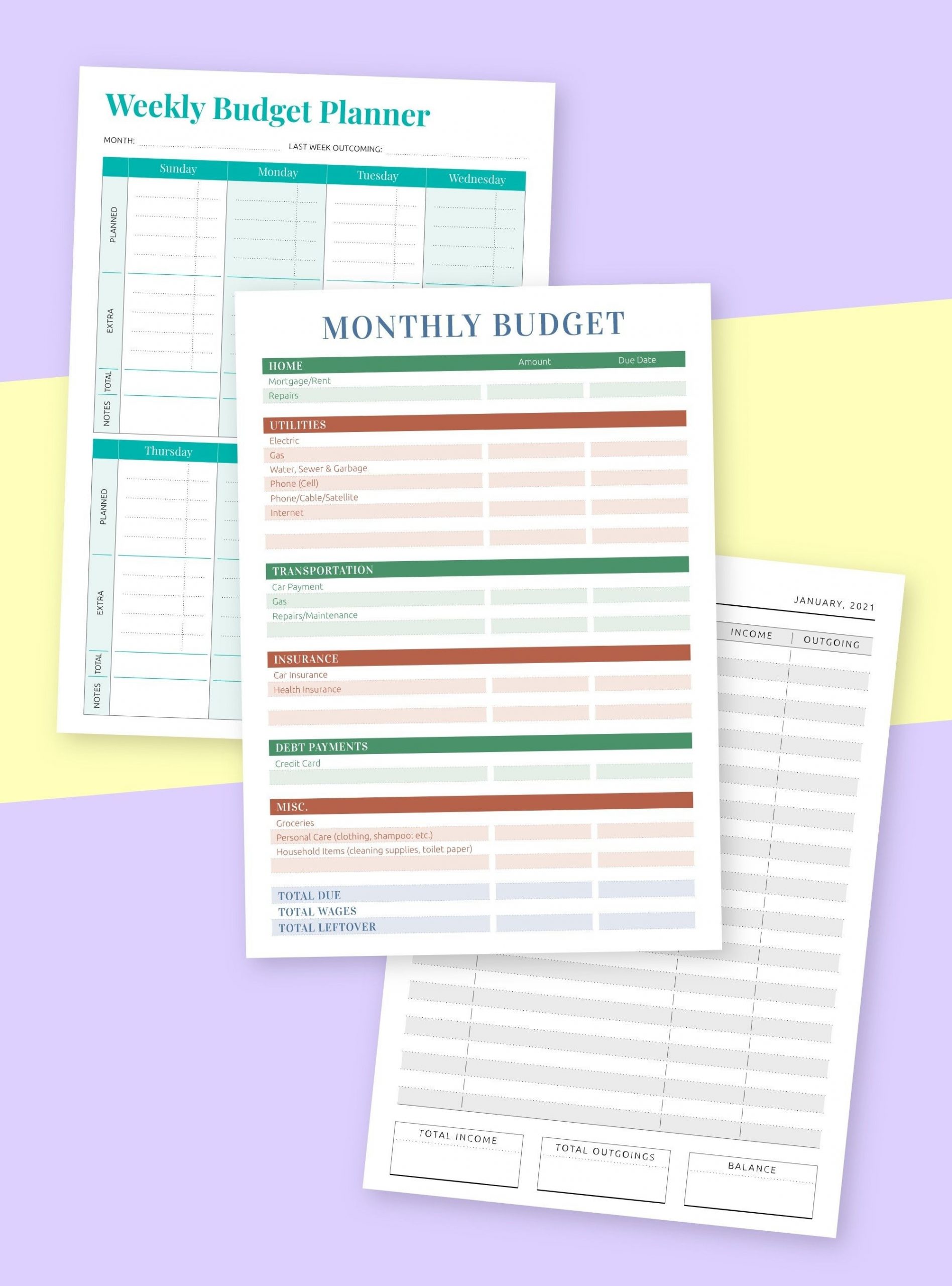 2021 Budget Planner Printable Template Collection Personal-2021 Printable Bill Planner