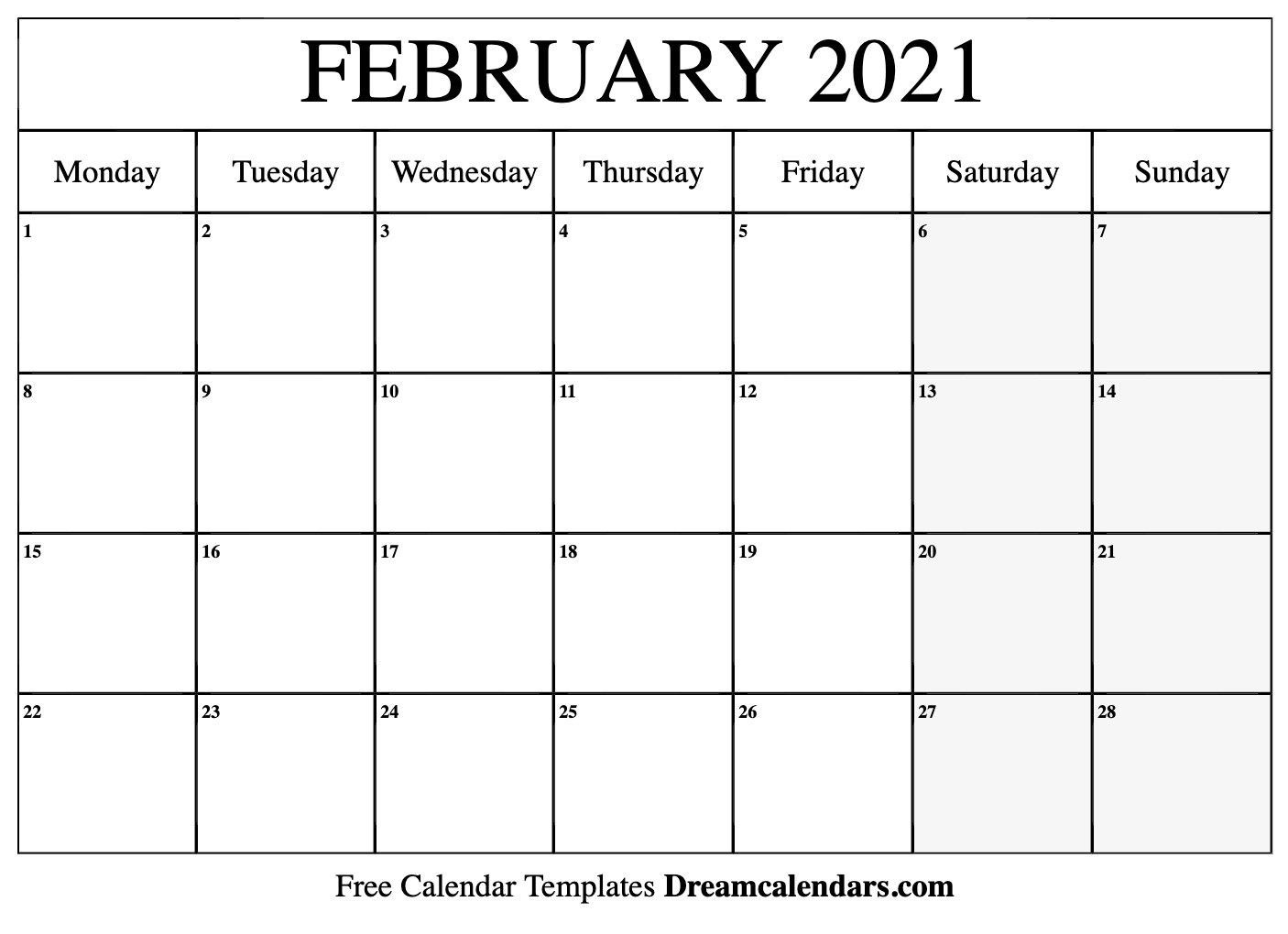 2021 Calendar February Template | Calendar Word, 2021-Online Calendar 2021