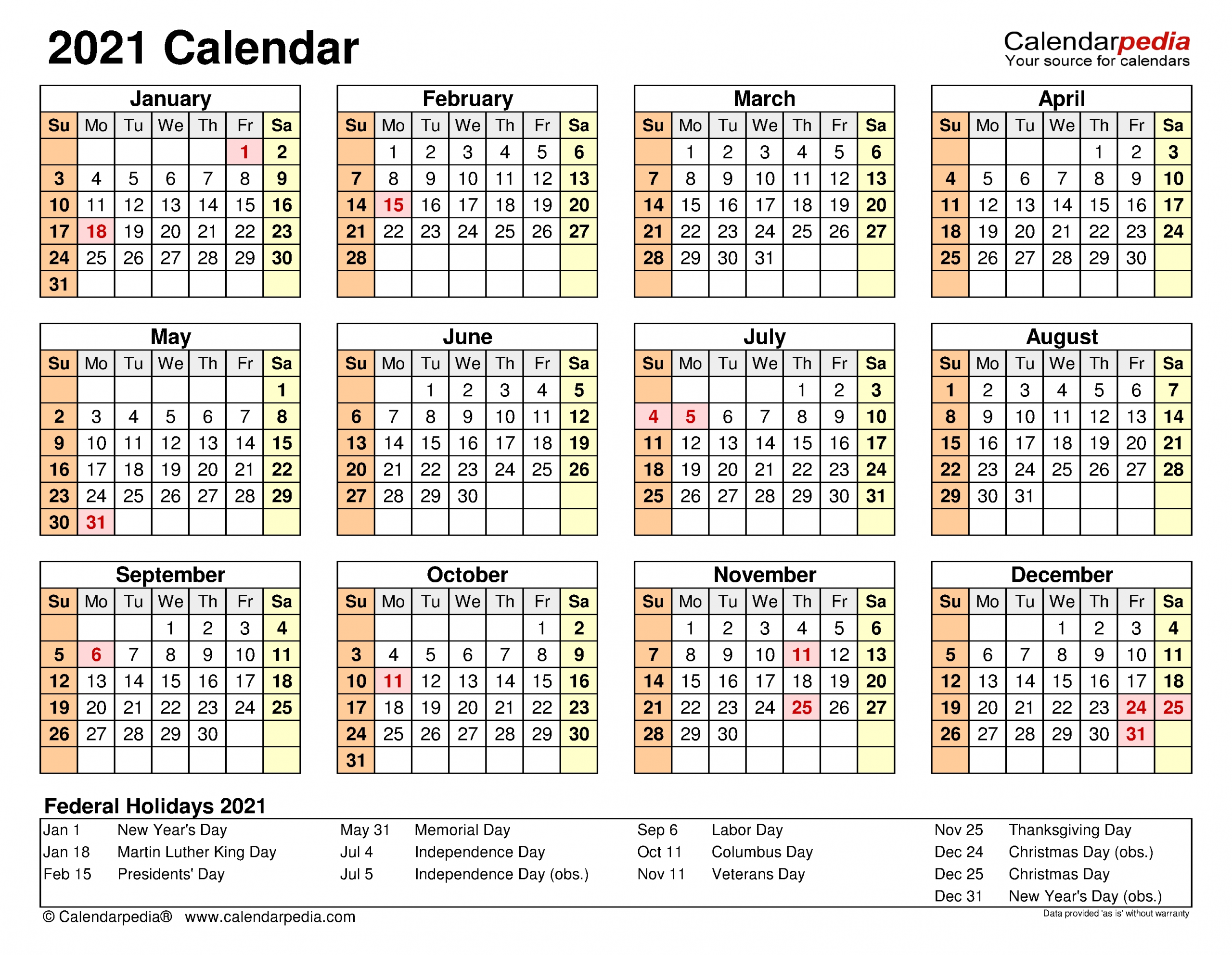 2021 Calendar - Free Printable Excel Templates - Calendarpedia-2021 Editable Yearly Calendar