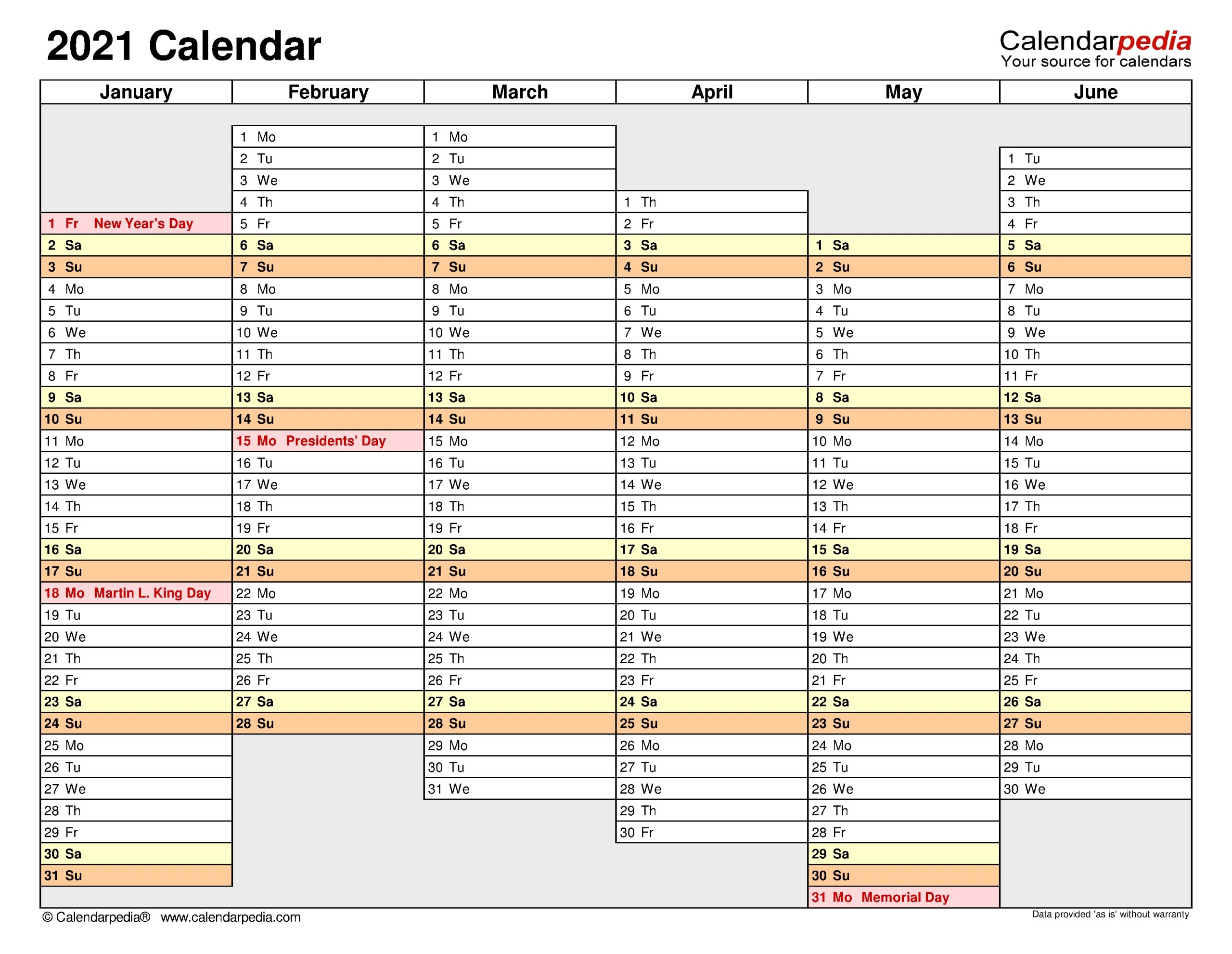 2021 Calendar - Free Printable Excel Templates - Calendarpedia-2021 Monthly Vacation Planner Excel