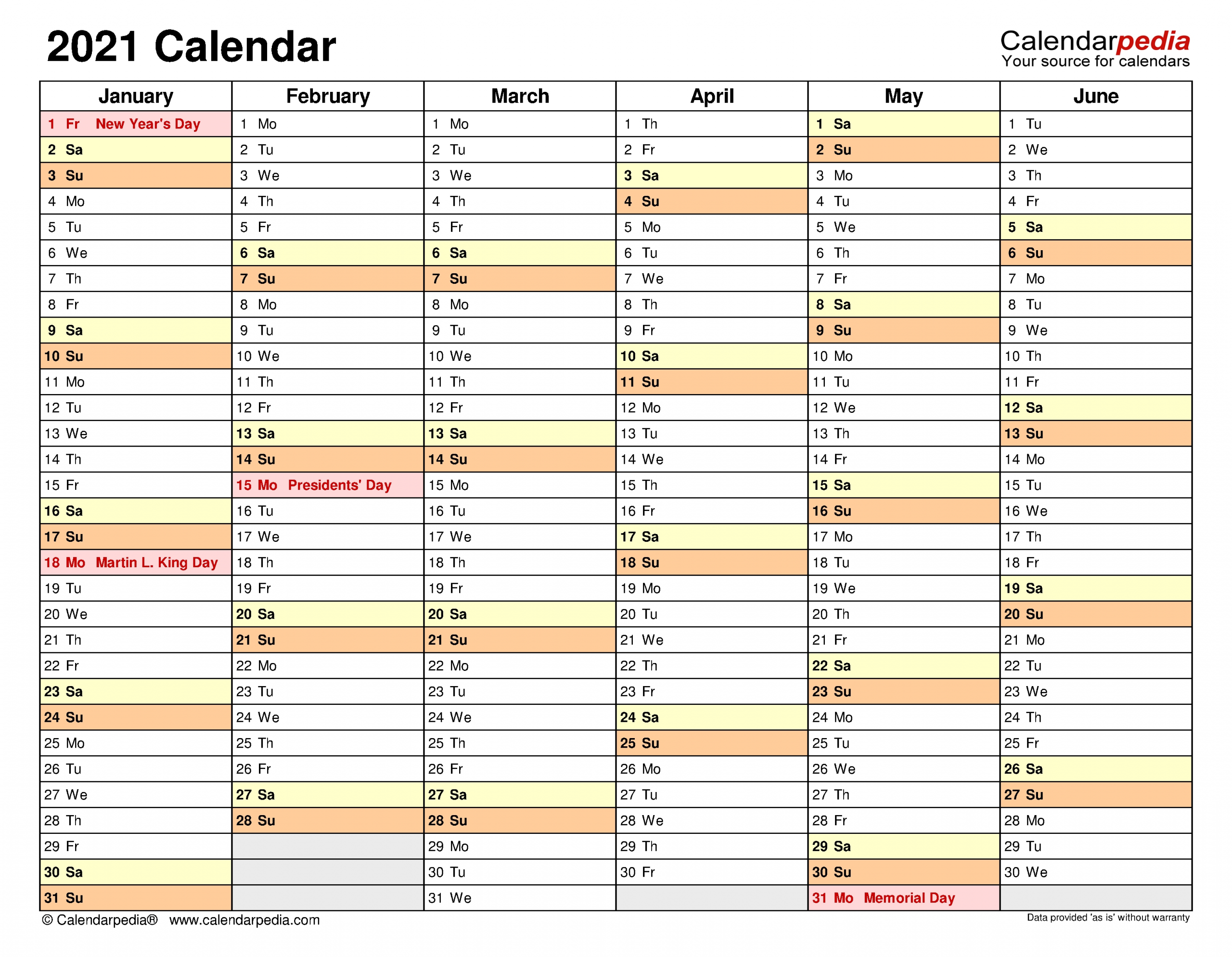 2021 Calendar - Free Printable Excel Templates - Calendarpedia-2021 Vacation Speadsheet