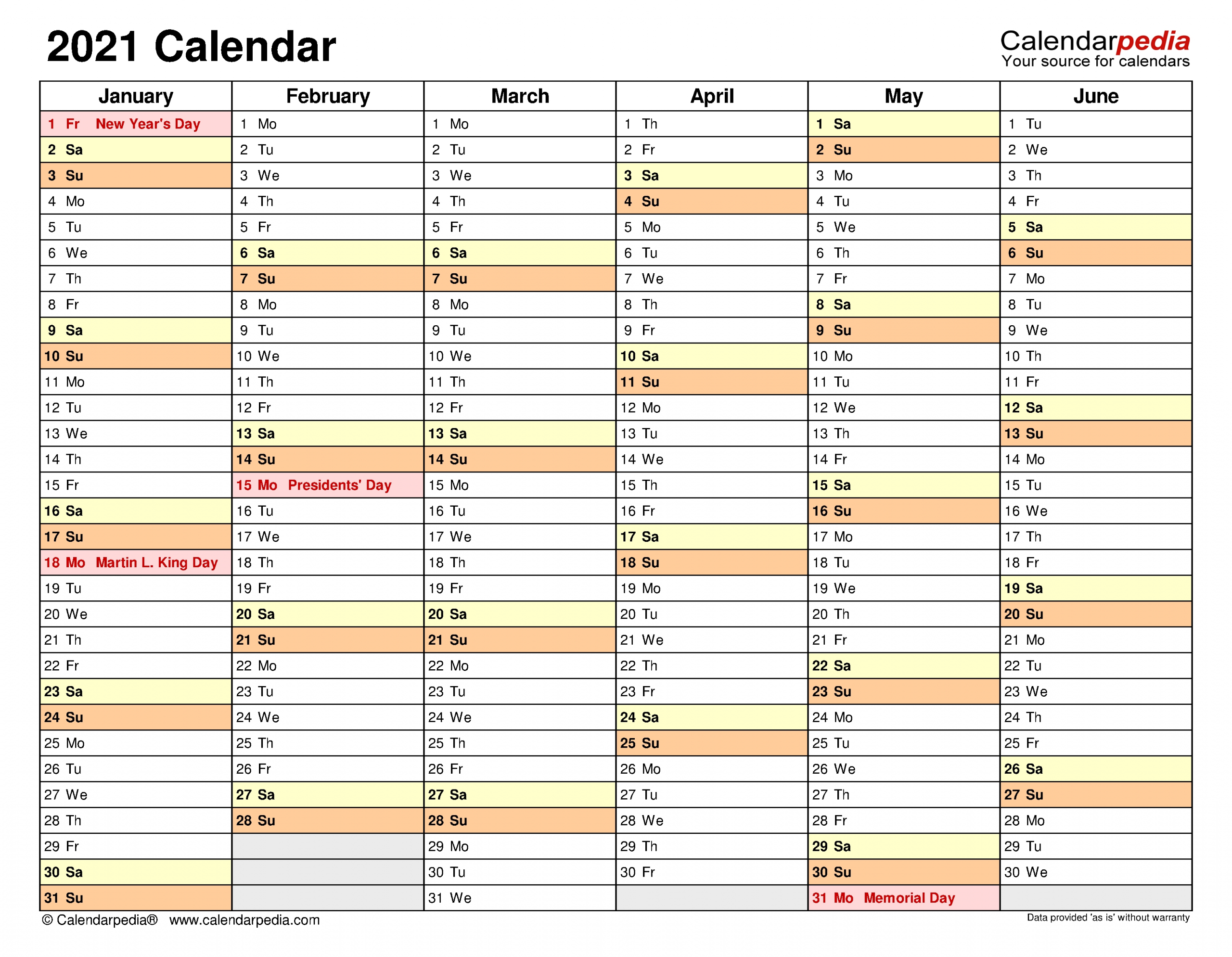 2021 Calendar - Free Printable Excel Templates - Calendarpedia-Holiday Spreadsheet 2021