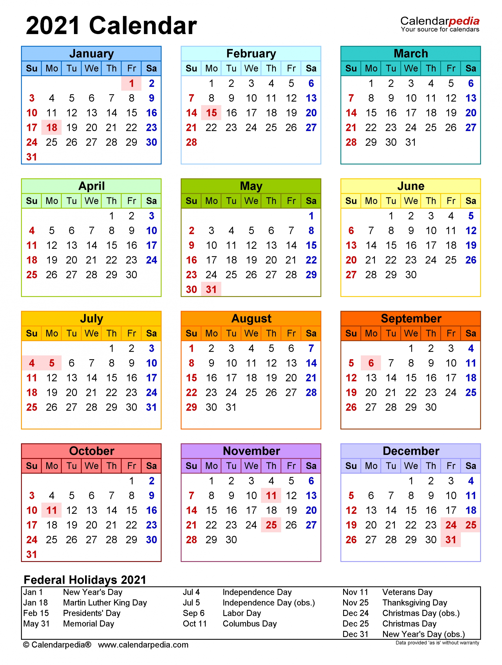 2021 Calendar - Free Printable Word Templates - Calendarpedia-Microsoft Calendar Template 2021