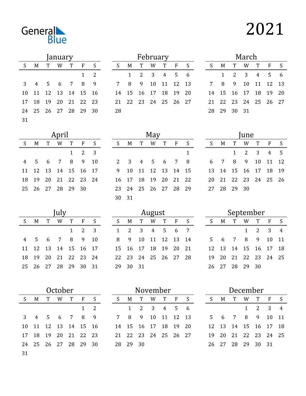 2021 Calendar (Pdf, Word, Excel)-Microsoft Word 2021 Calendar Template