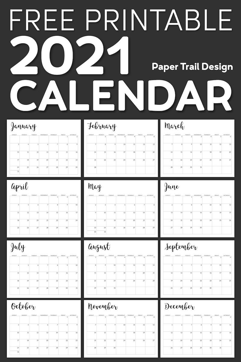 2021 Calendar Printable Free Template | Paper Trail Design-August 2021 Printable Bill