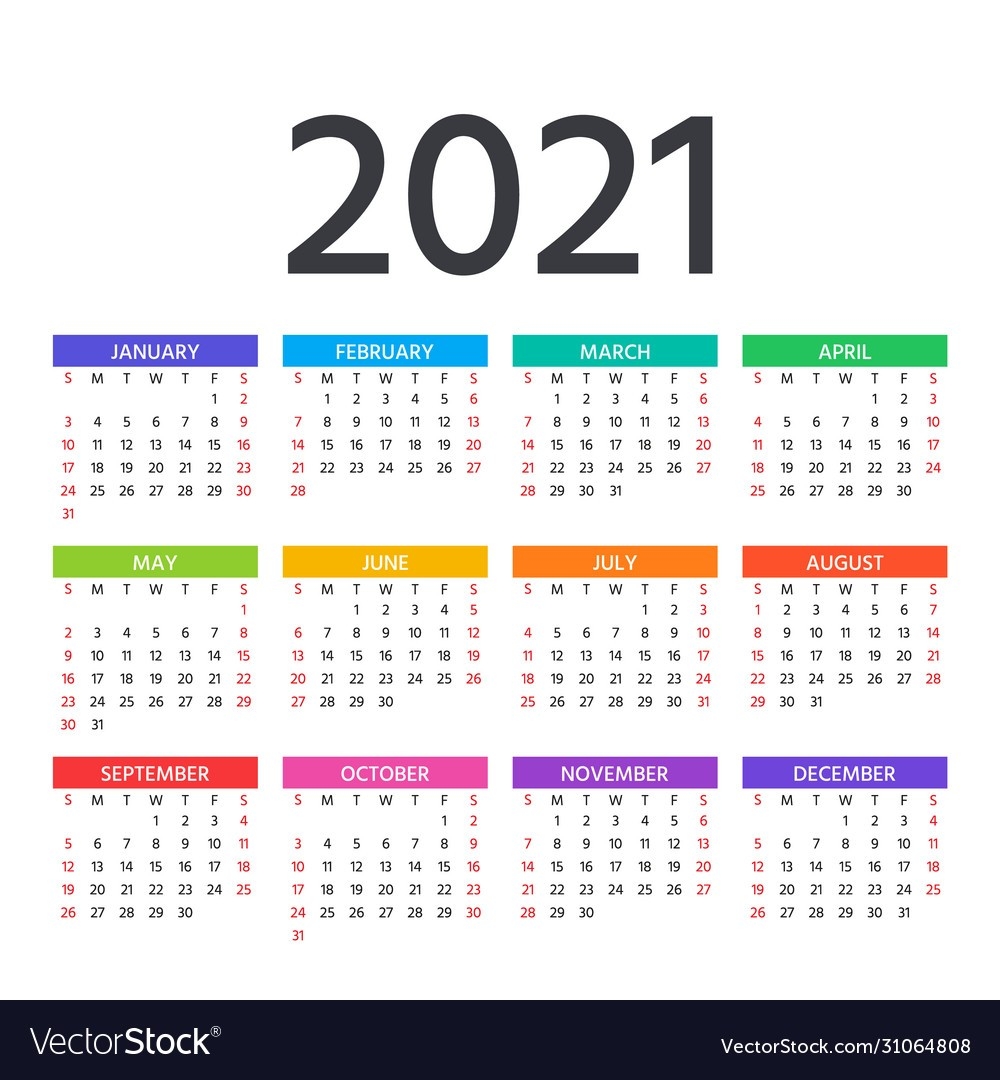 2021 Calendar Template Year Planner Royalty Free Vector-Calendar Bills Due Template 2021