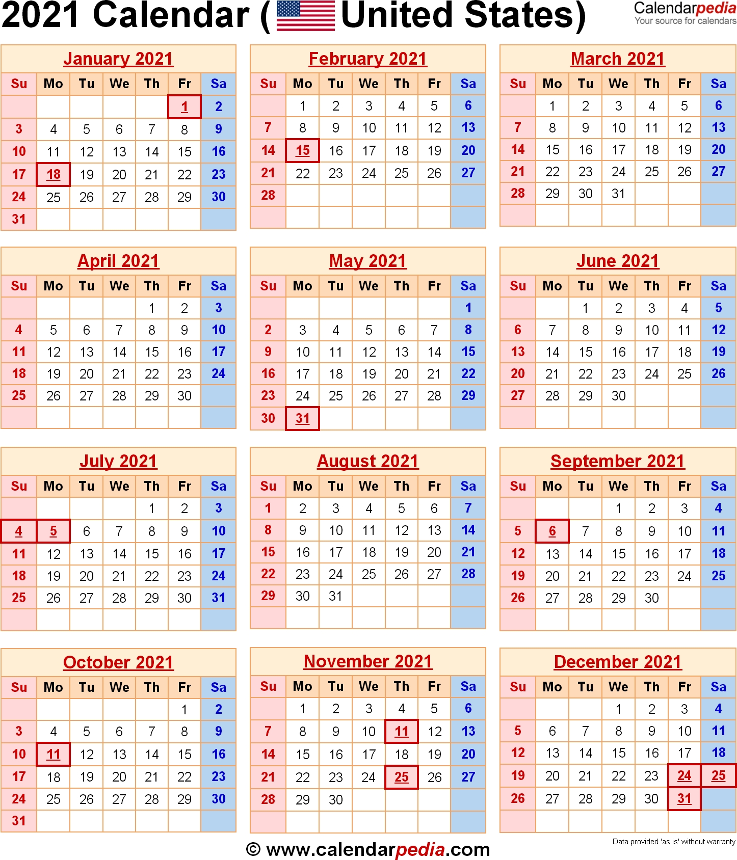 2021 Calendar With Federal Holidays-Holiday Schedule Usa 2021