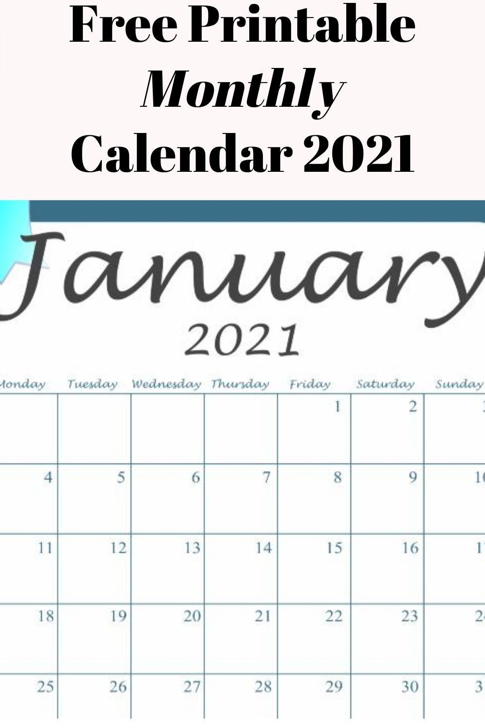 2021 Monthly Calendar Printable – Free Monthly Calendar-2021 Calendar Free Printable Bills