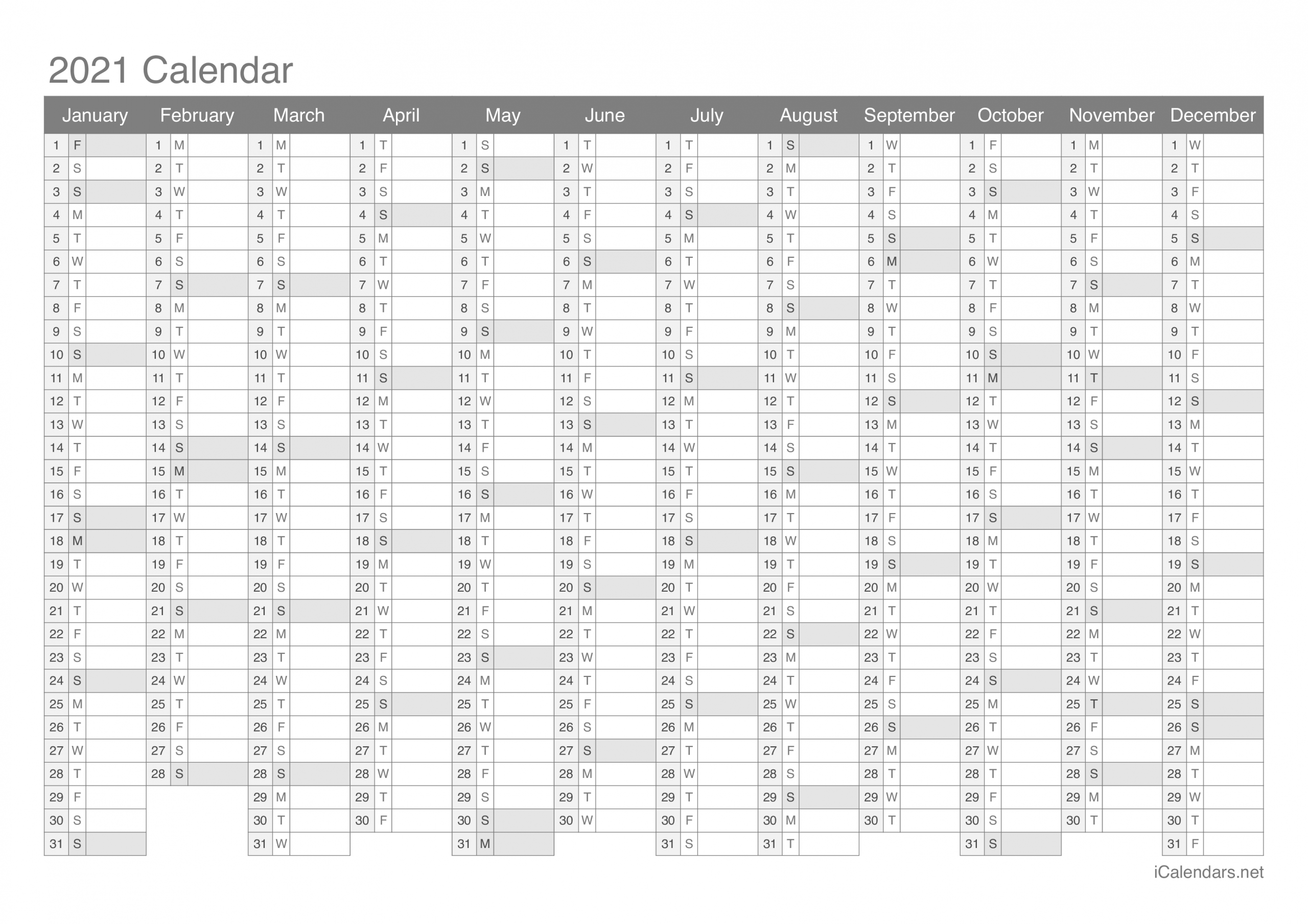 2021 Printable Calendar - Pdf Or Excel - Icalendars-Free Calendars 2021 Free Printable For Year