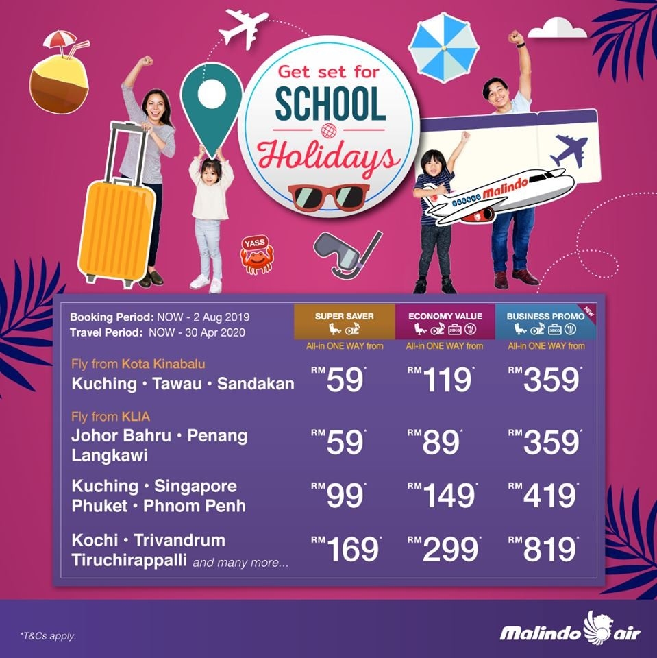 27 Jul-2 Aug 2019: Malindo Air School Holiday Flights-Kuching School Holidays 2021