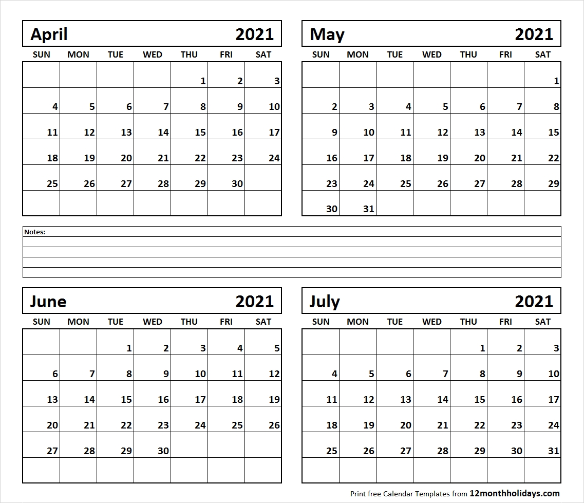 4-Month-April-May-June-July-2021-Calendar - All 12 Month-June And July 2021 Calendar