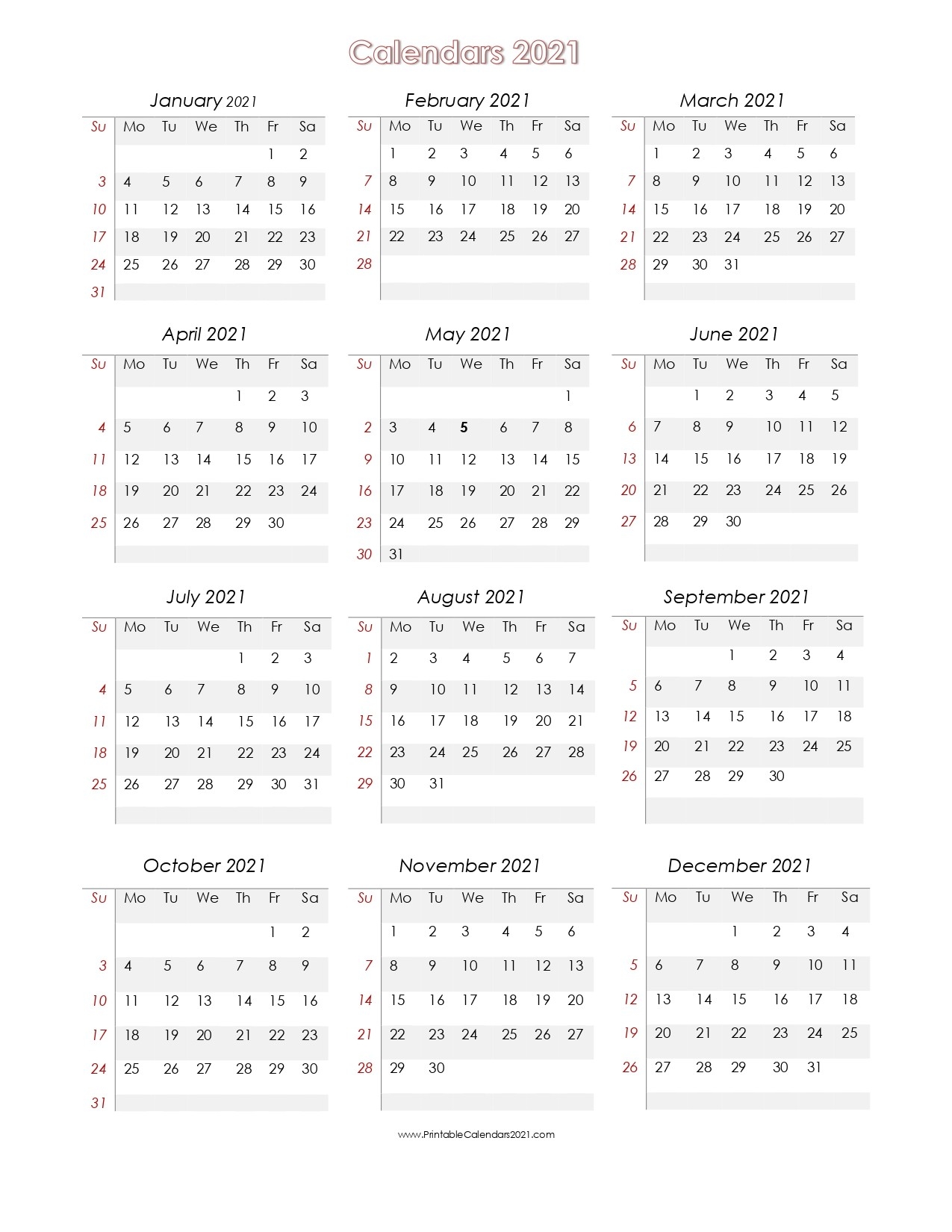 56+ Printable Calendar 2021 One Page, Us 2021 Calendar-Attendance Sa Calendar 2021
