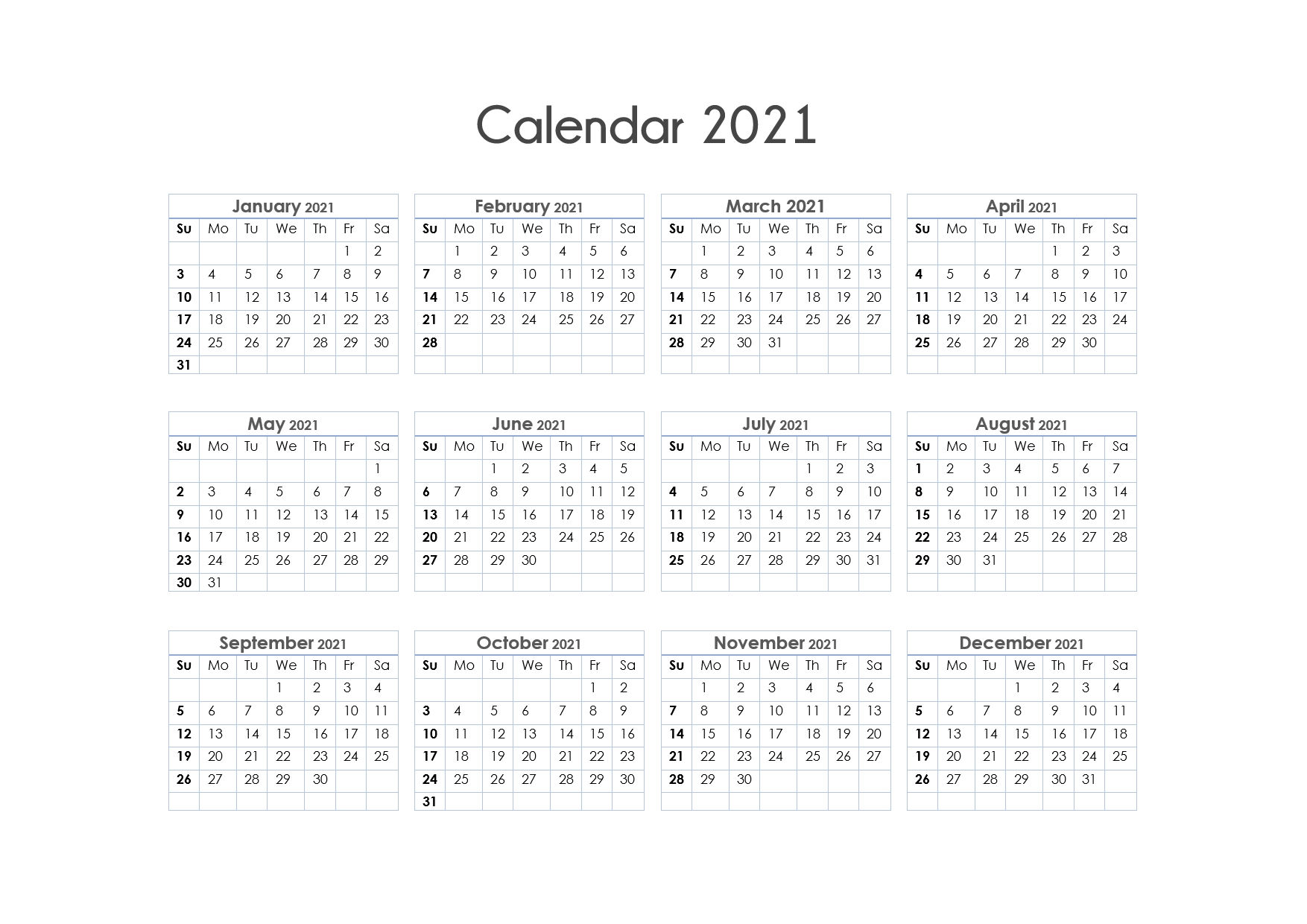 56+ Printable Calendar 2021 One Page, Us 2021 Calendar-Print Free 2021 Calendars Without Downloading