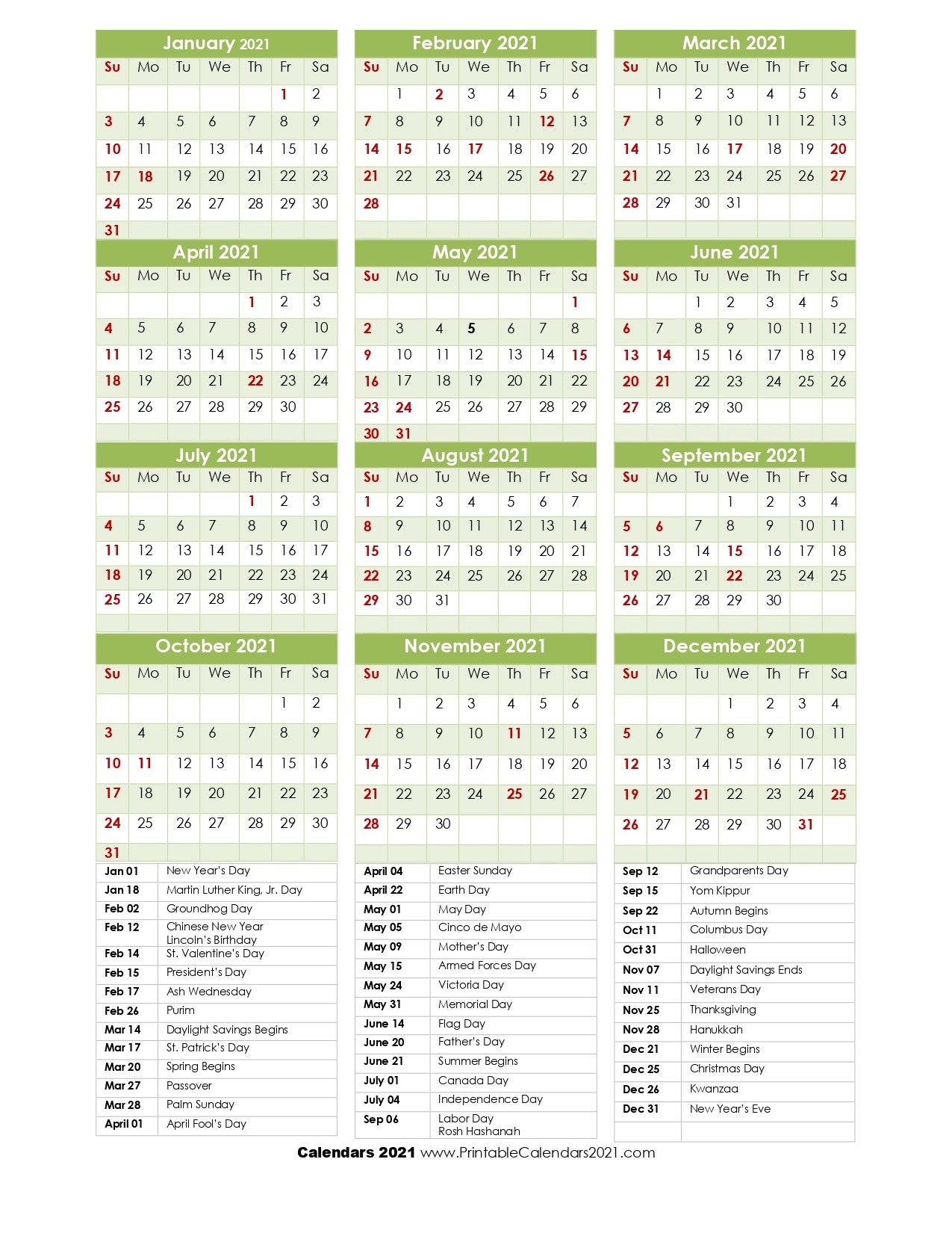 68+ Printable 2021 Yearly Calendar With Holidays, Portrait-2021 Calendar With Holidays Sa