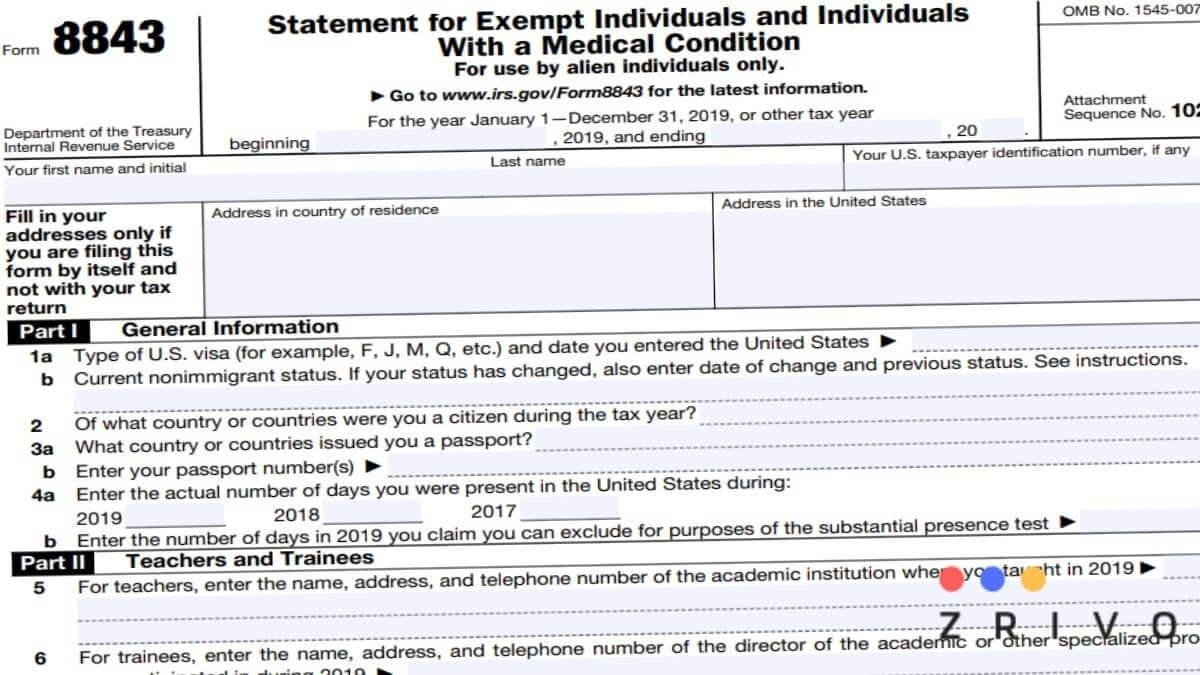 8843 Form 2021 - Irs Forms - Zrivo-1099 Forms 2021 Printable