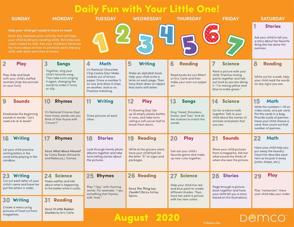 Activity Calendar Archives - Ideas &amp; Inspiration From Demco-2021 Activity Calendar Printable