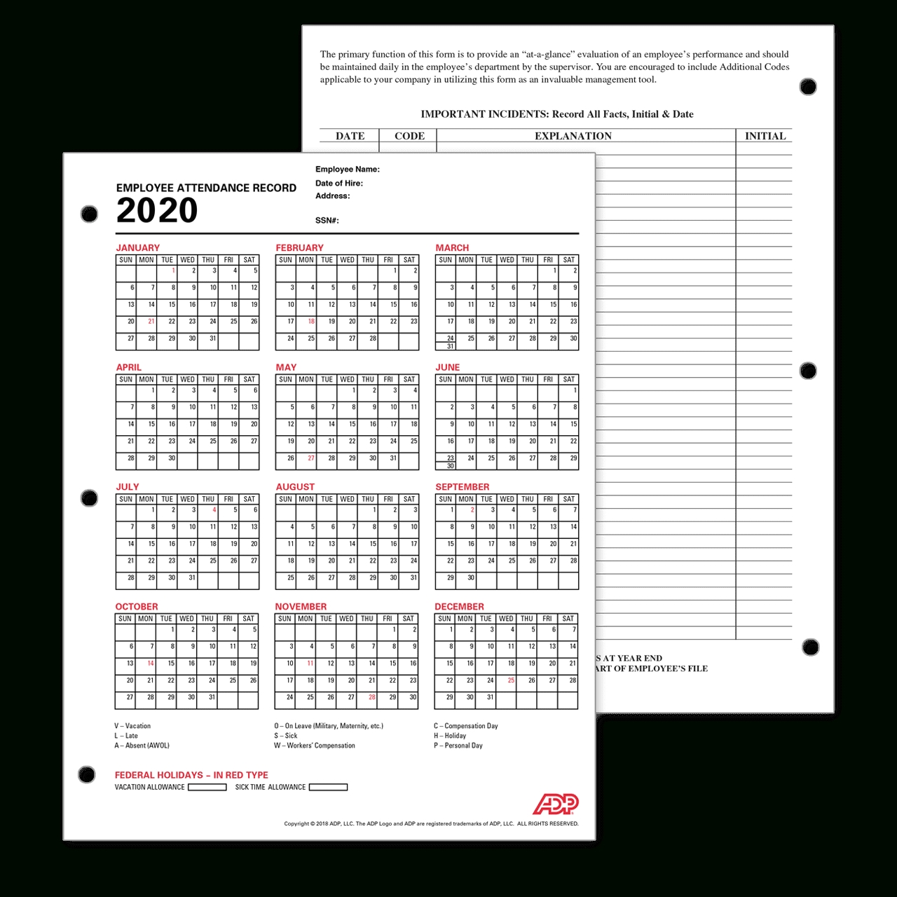 Adp Employee Attendance Record / Calendar-Employee Attendance Tracker 2021