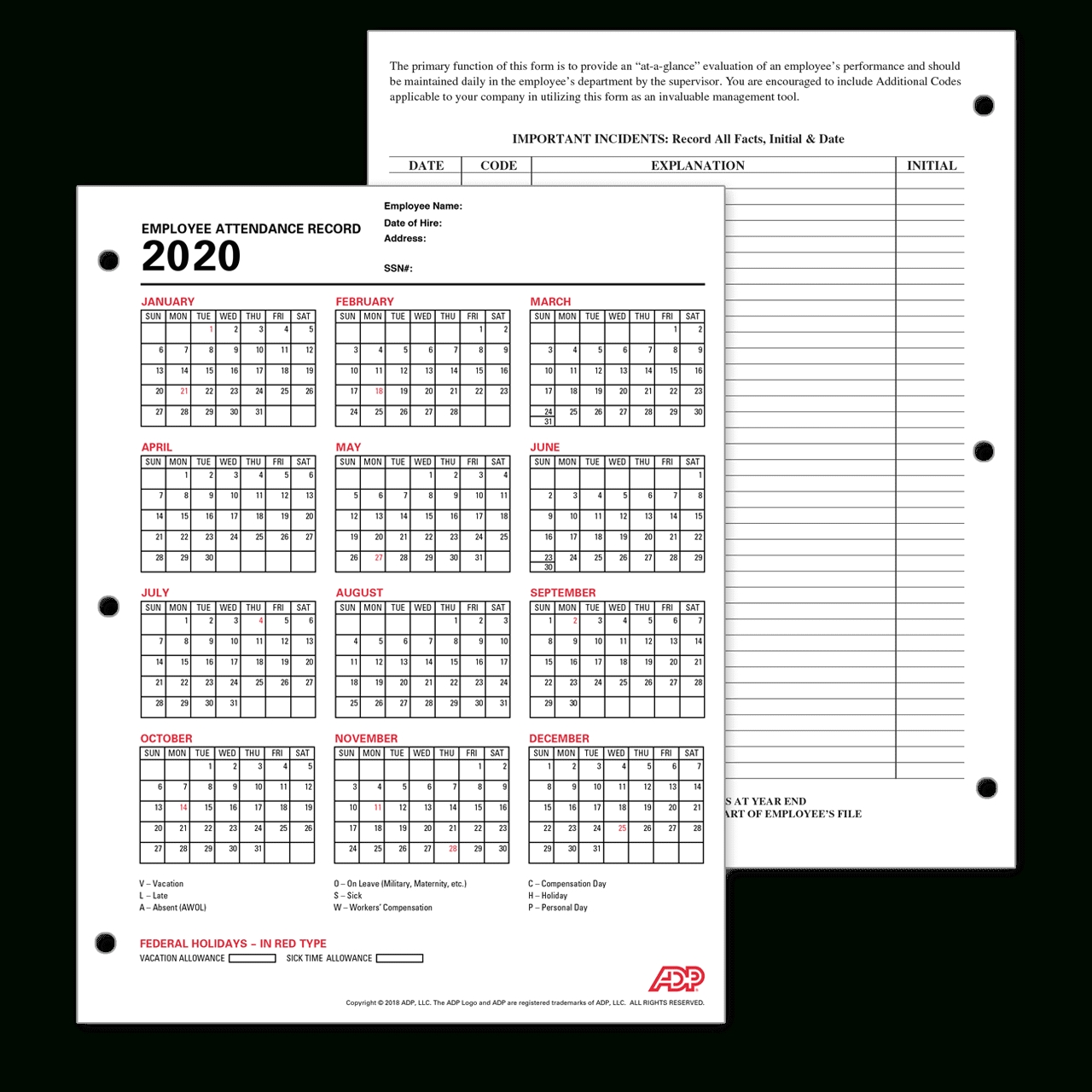 Adp Employee Attendance Record / Calendar-Printable Employee Attendance Calendar 2021