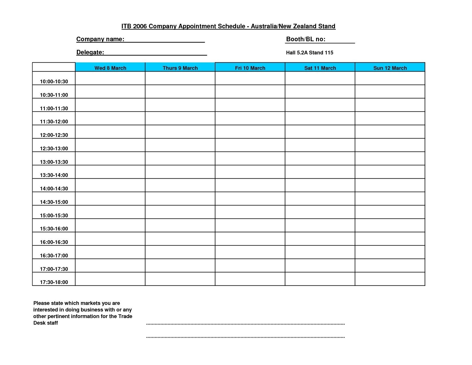 Printable Calendar 2021 With Hourly Appointment Blocks Calendar 