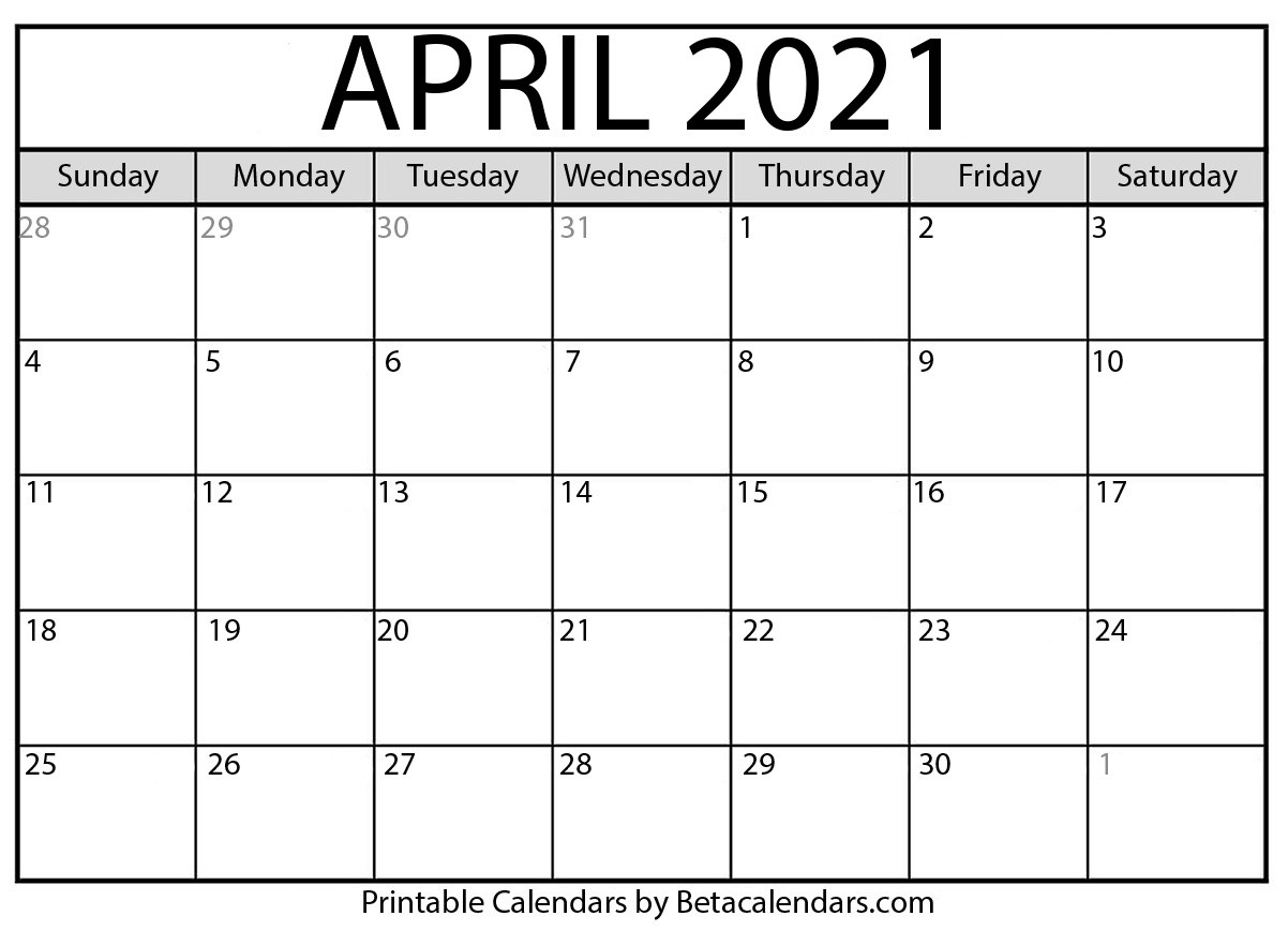April 2021 Calendar | Blank Printable Monthly Calendars-April 2021 Calendar Printable