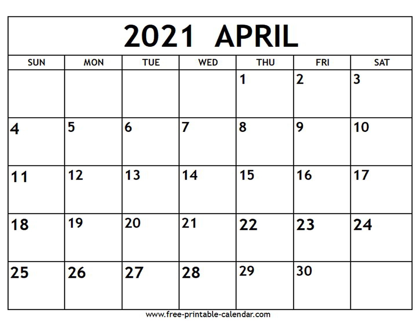 April 2021 Calendar - Free-Printable-Calendar-April 2021 Calendar Printable