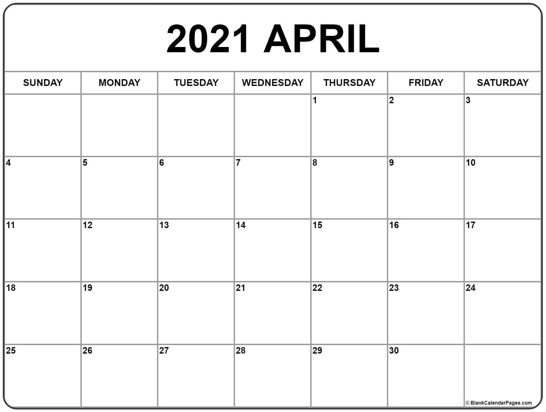 April 2021 Calendar | Free Printable Monthly Calendars-April 2021 Calendar Printable