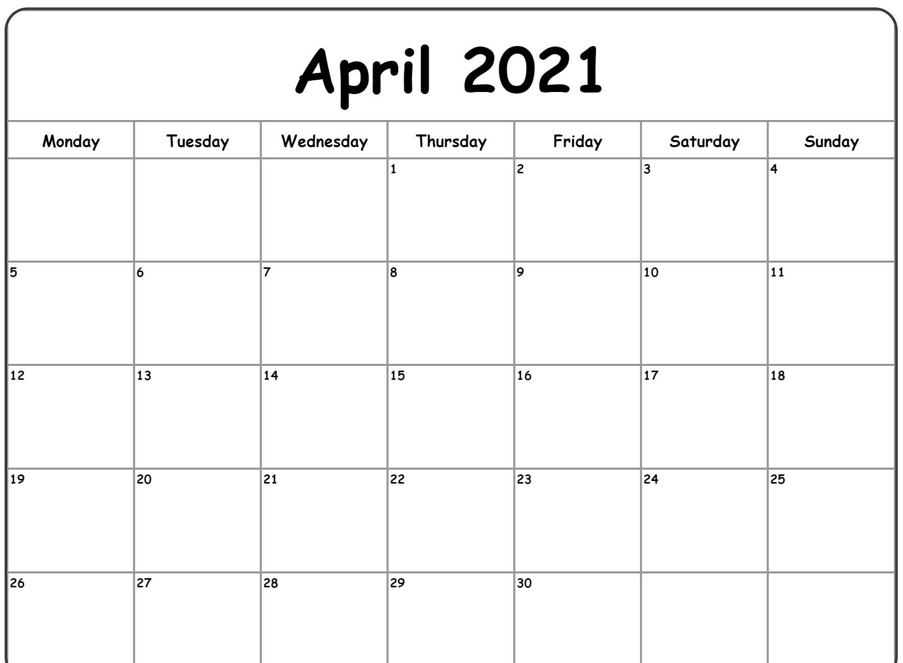 April 2021 Printable Calendar Word Excel Template Download-2021 Monthly Calendar Template Word