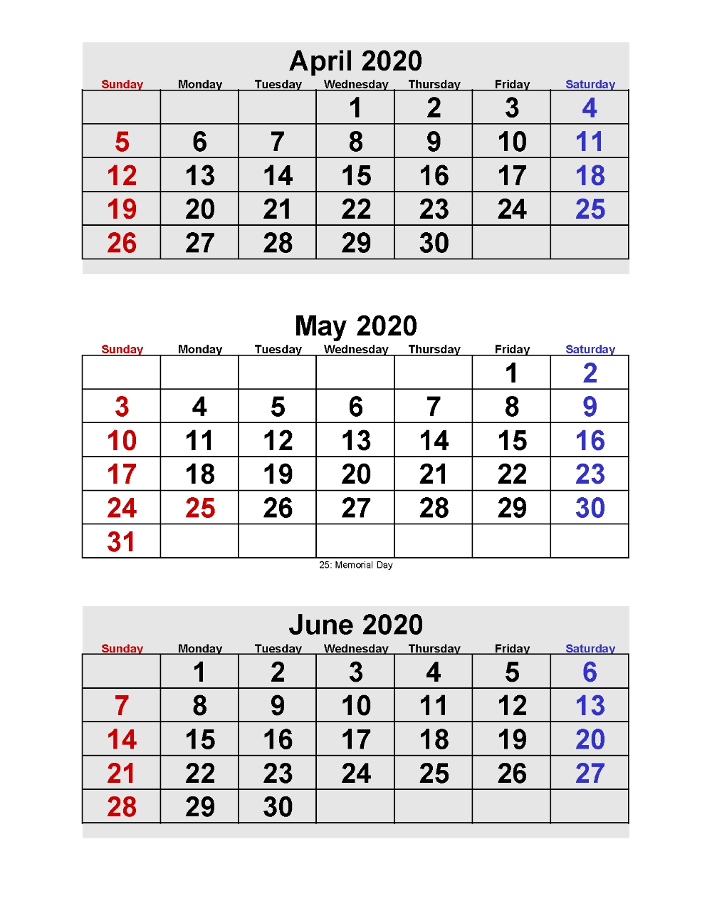 April May June 2020 Calendar 3 Months Per Page Printable-Free Printable Calendar 2021 2 Month Per Page