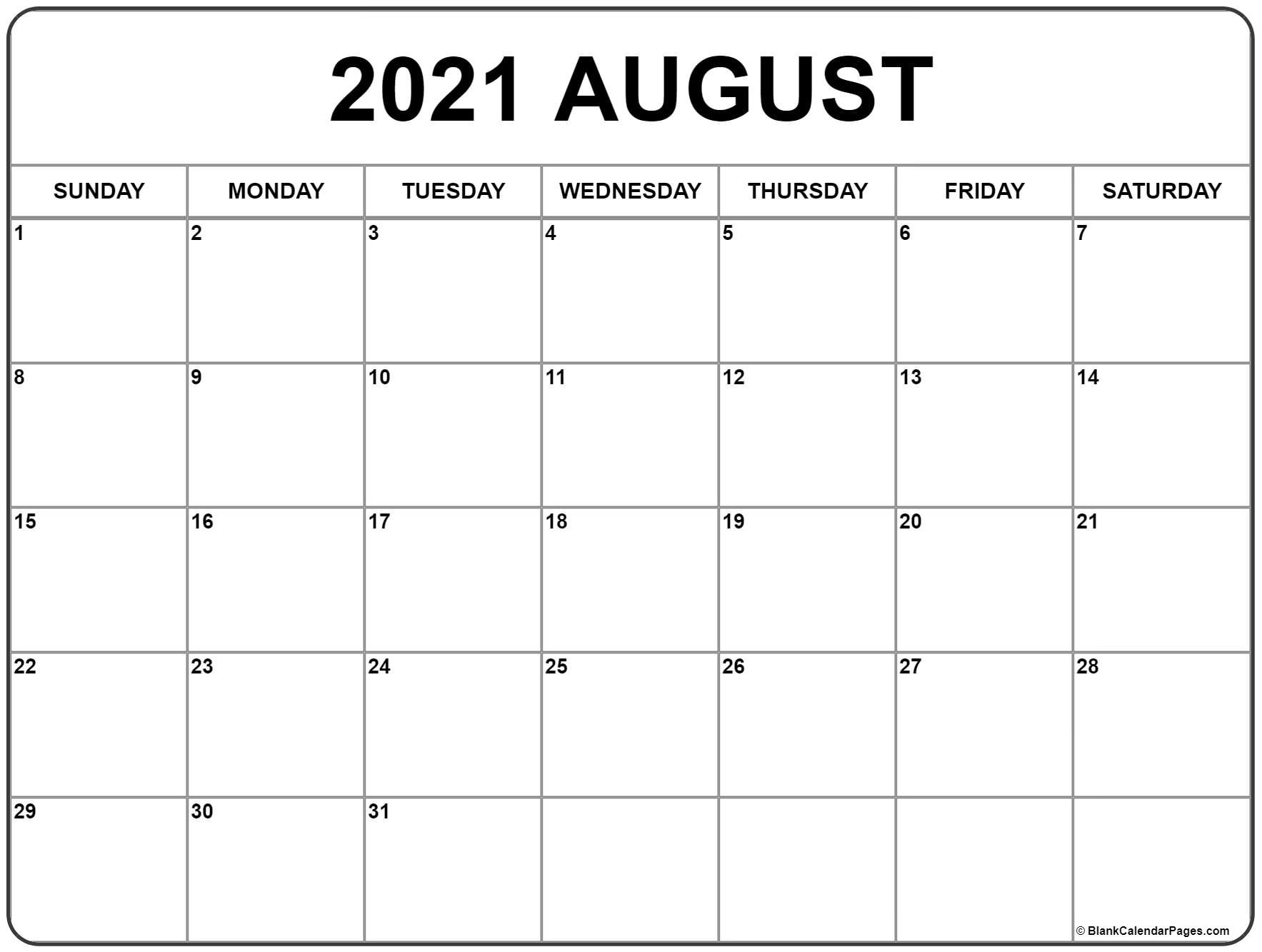 August 2021 Calendar | Free Printable Monthly Calendars-August 2021 Calendar Monday Friday