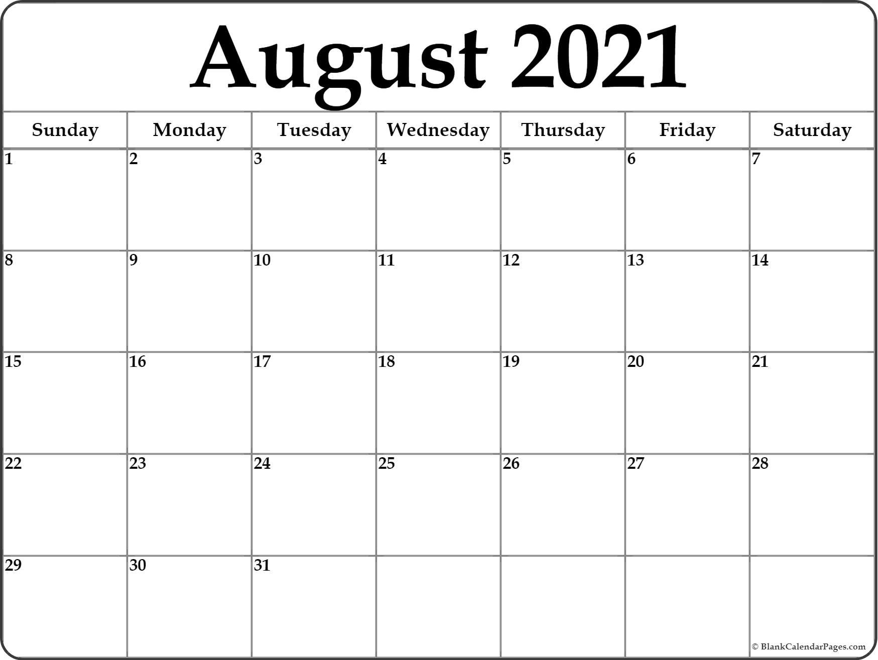 August 2021 Calendar | Free Printable Monthly Calendars-June July August 2021 Calendar Printable