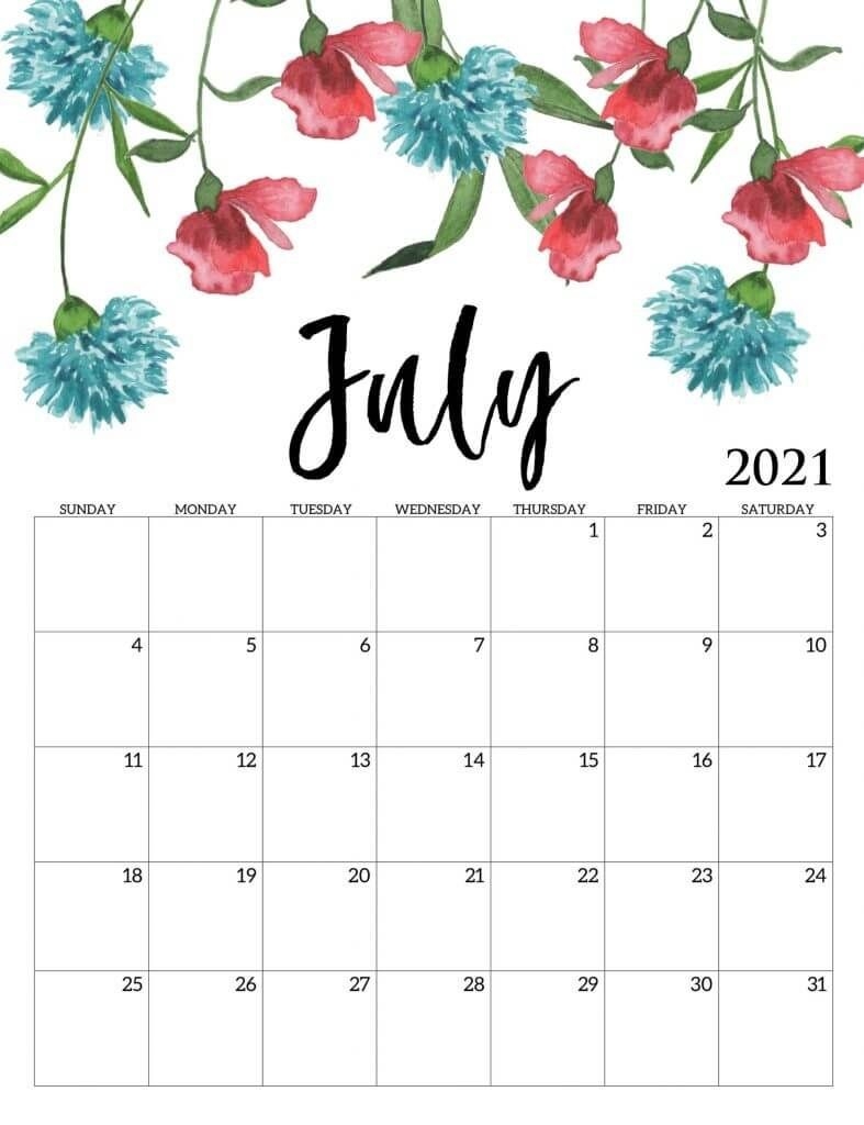 Beautiful July 2021 Calendar | Calendar Printables, Monthly-Printable Calendar July 2021 And August 2021