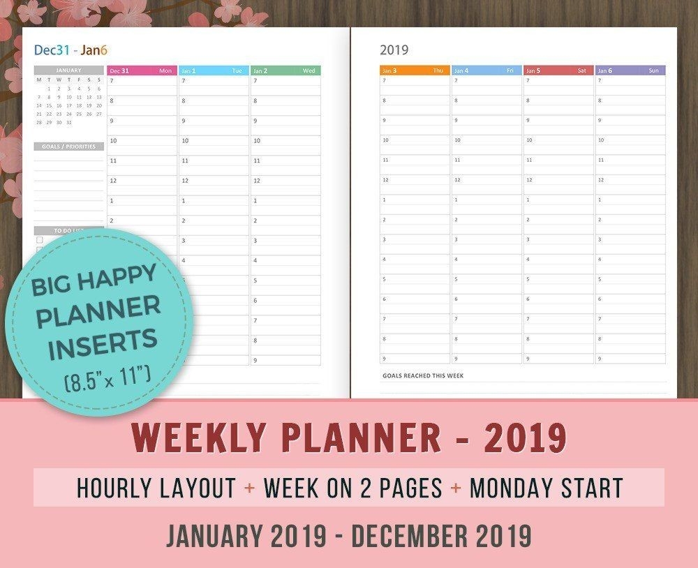 Big Happy Planner Inserts Weekly Hourly Planner 2021 | Etsy-Print Hourly Calendar 2021