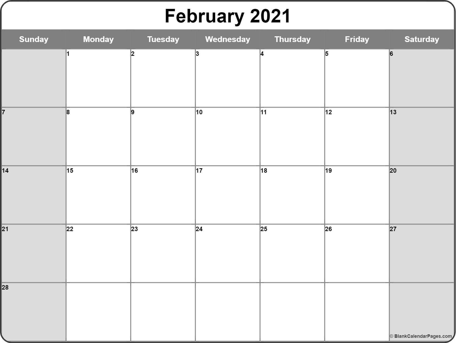 Blank February 2021 Calendar Page | Monthly Calendar-Printale Blank Calendar Fill In 2021