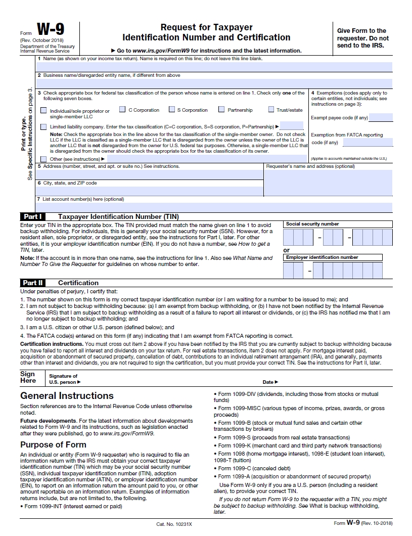 Blank Printable W9 Form For 2021 | W-9 Form Printable-Irs I 9 2021 Form Printable