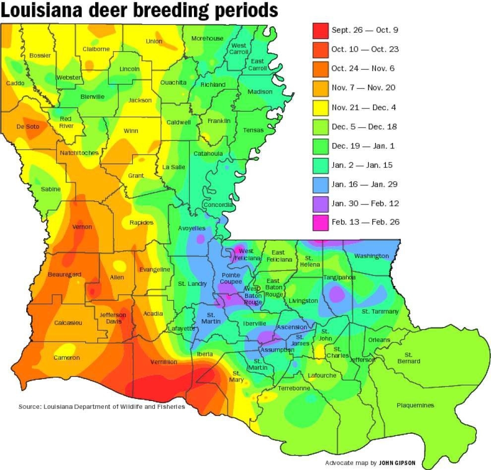 Buck Breeding Calendar Most Complete Ever | Louisiana-Louisiana Deer Rut Calendar