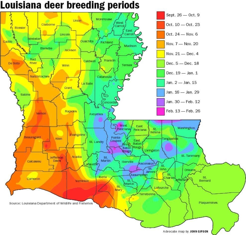 Buck Breeding Calendar Most Complete Ever | Louisiana-Peak Rut Predictions For 2021