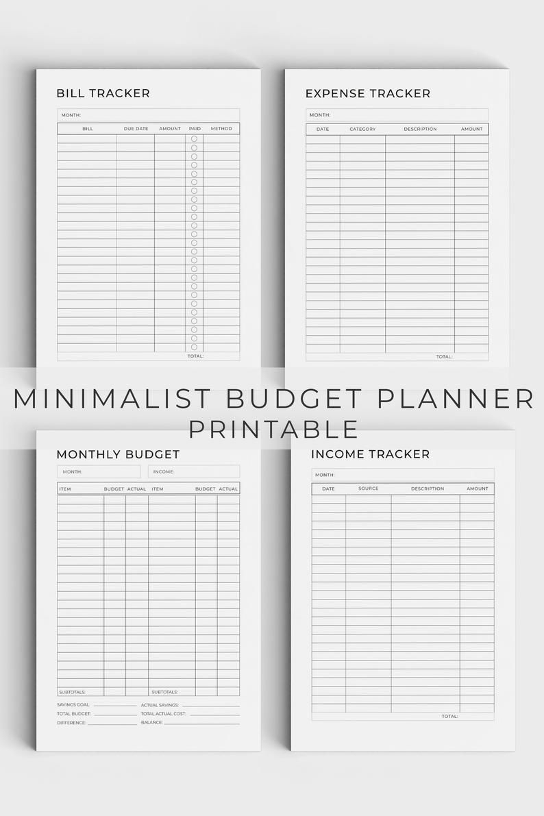 Budget Planner Printable Budget Planner Minimalist Planner-2021 Printable Bill Planner