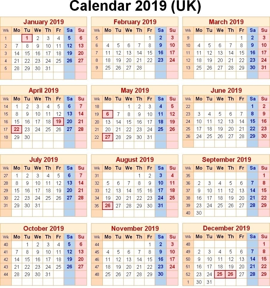 Calendar 2019 Uk With Bank Holidays | Printable Calendar-Bank Holidays Calendar 2021