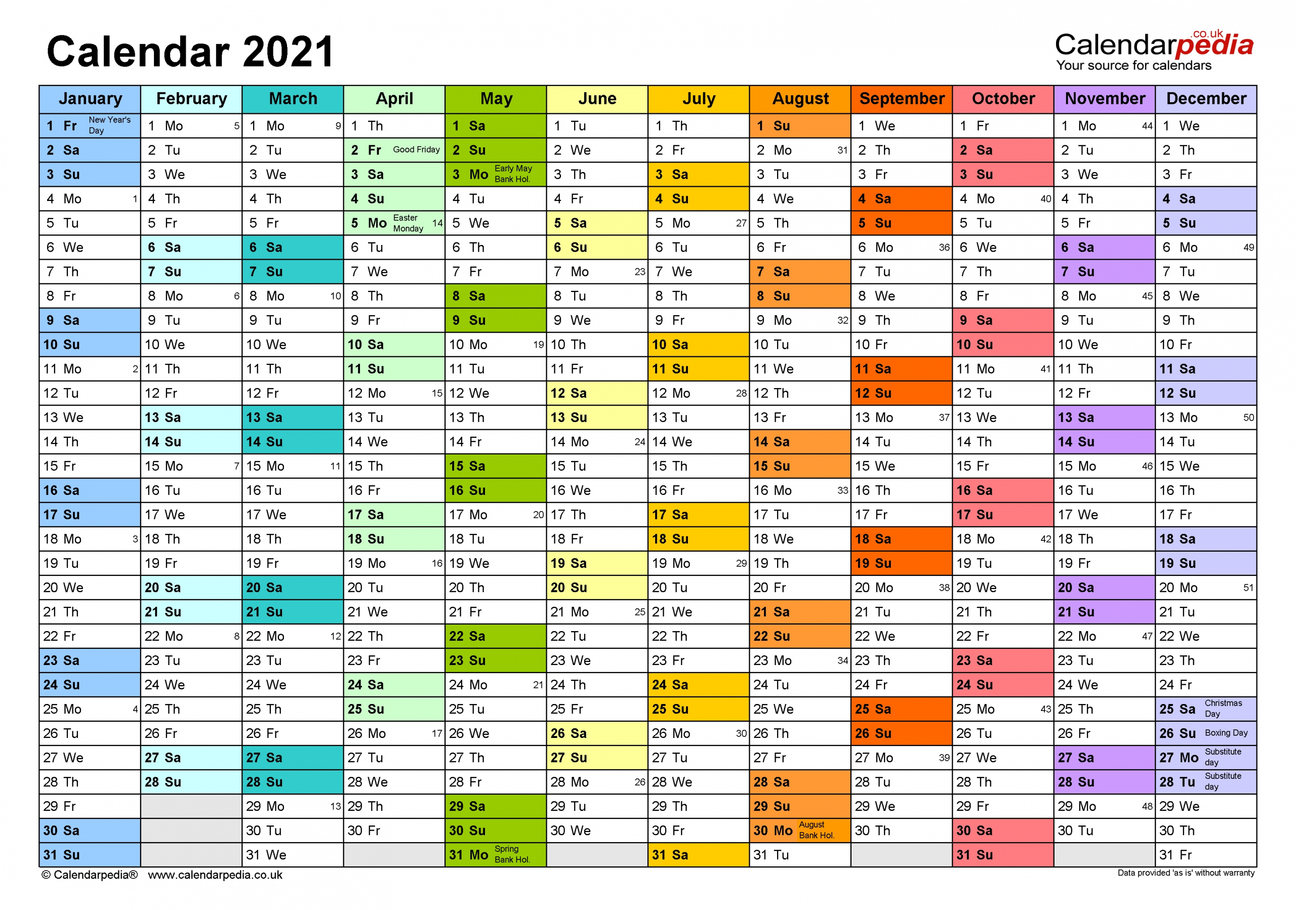 Calendar 2021 (Uk) - Free Printable Microsoft Excel Templates-Holiday Spreadsheet 2021