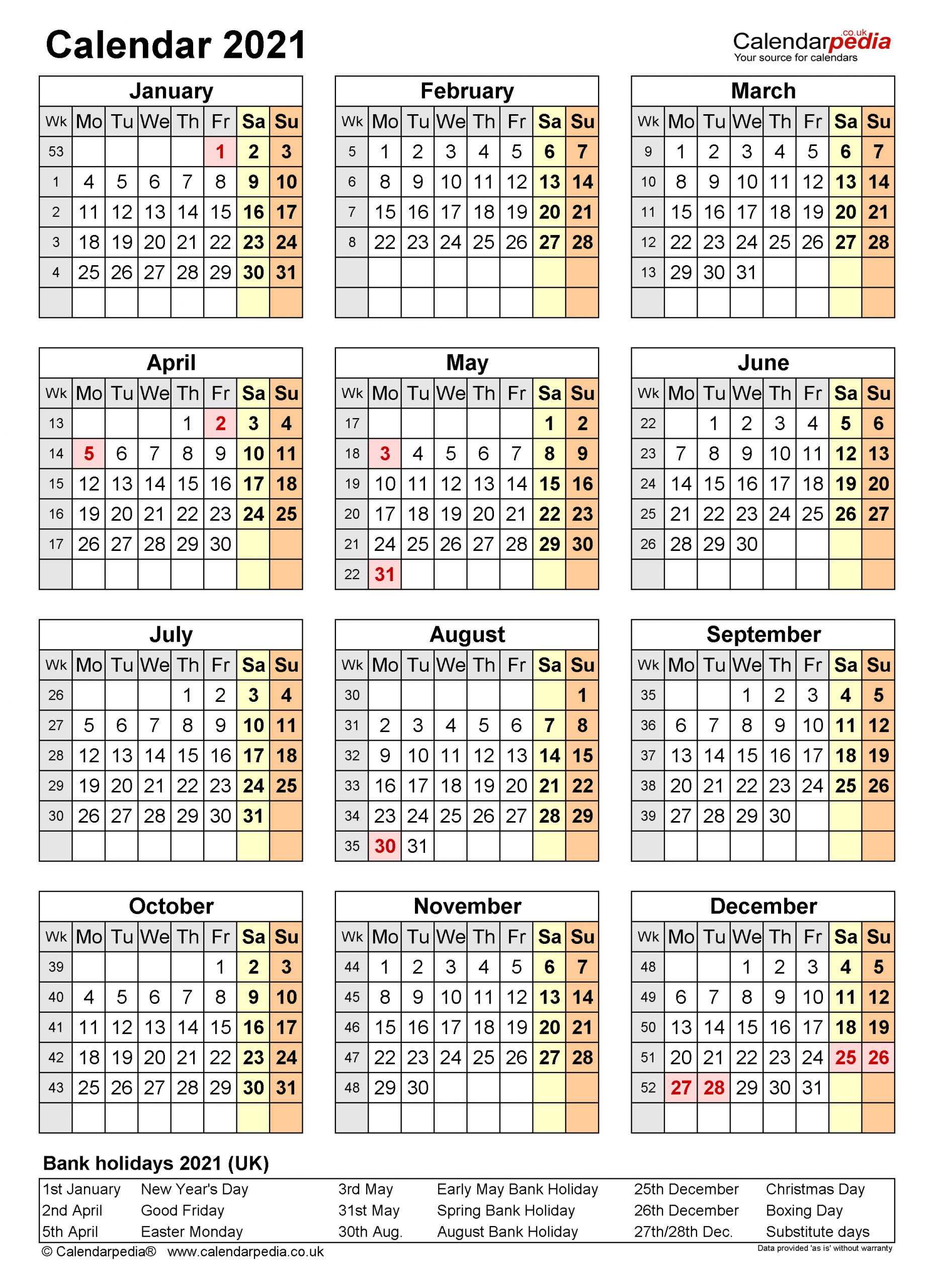 Calendar 2021 (Uk) - Free Printable Pdf Templates-2021 Calendar Printable Free With Bank Holidays