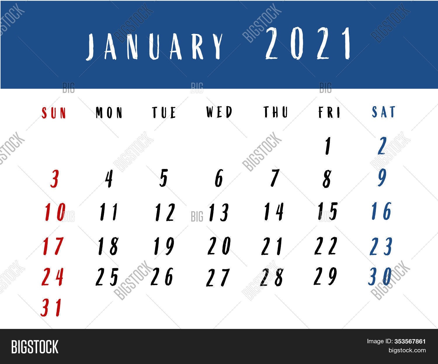 Calendar January 2021 Image &amp; Photo (Free Trial) | Bigstock-European Calendar 2021