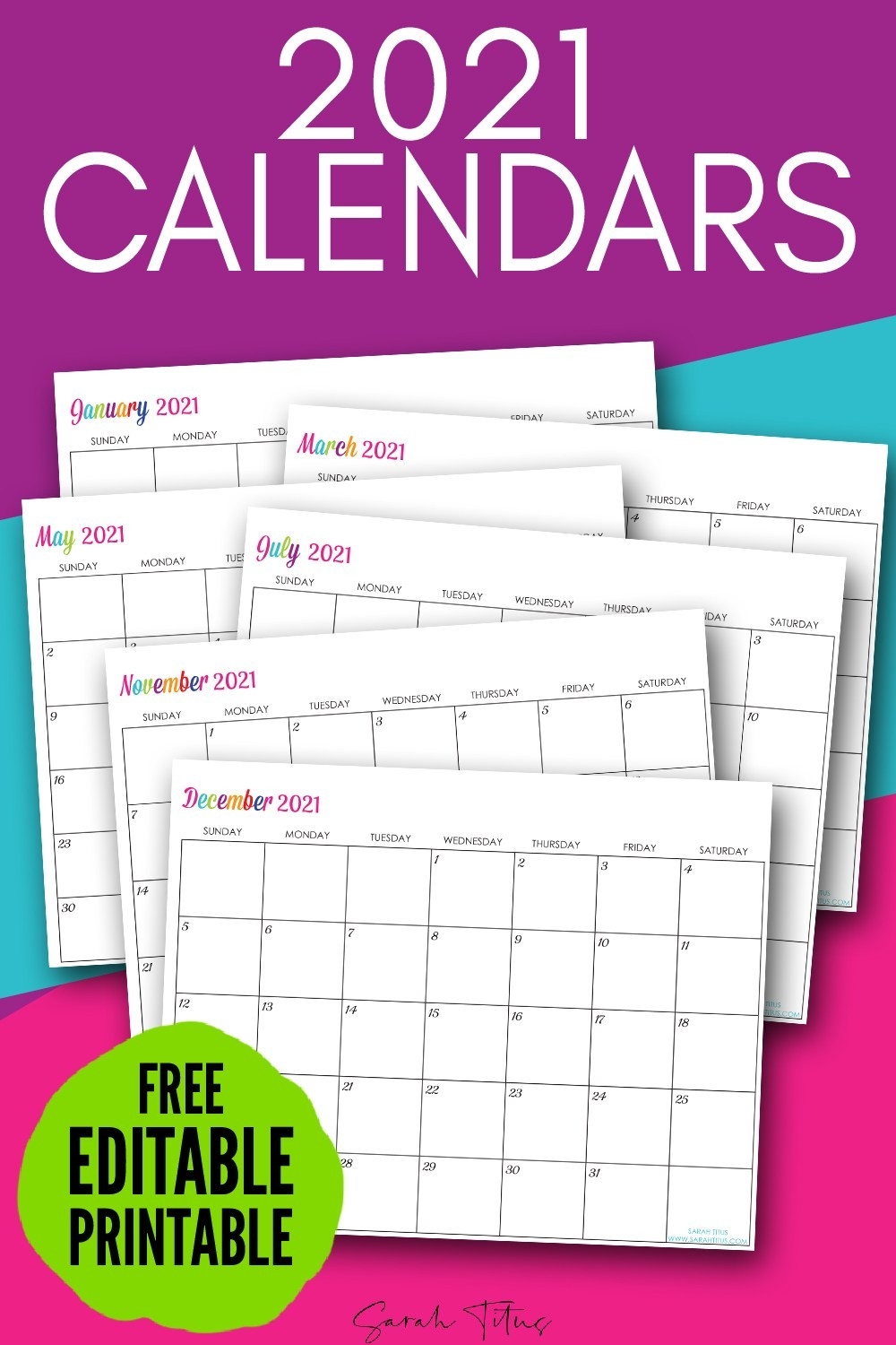 Calendars - 2021 Archives - Sarah Titus | From Homeless To 8-Printable Monthly Checklist For 2021