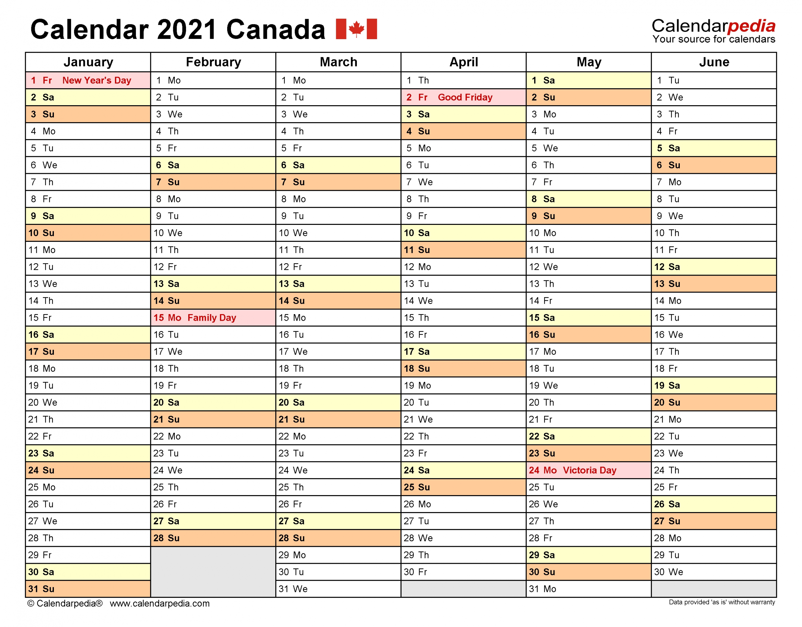 Canada Calendar 2021 - Free Printable Excel Templates-2021 Vacation Calendar Template