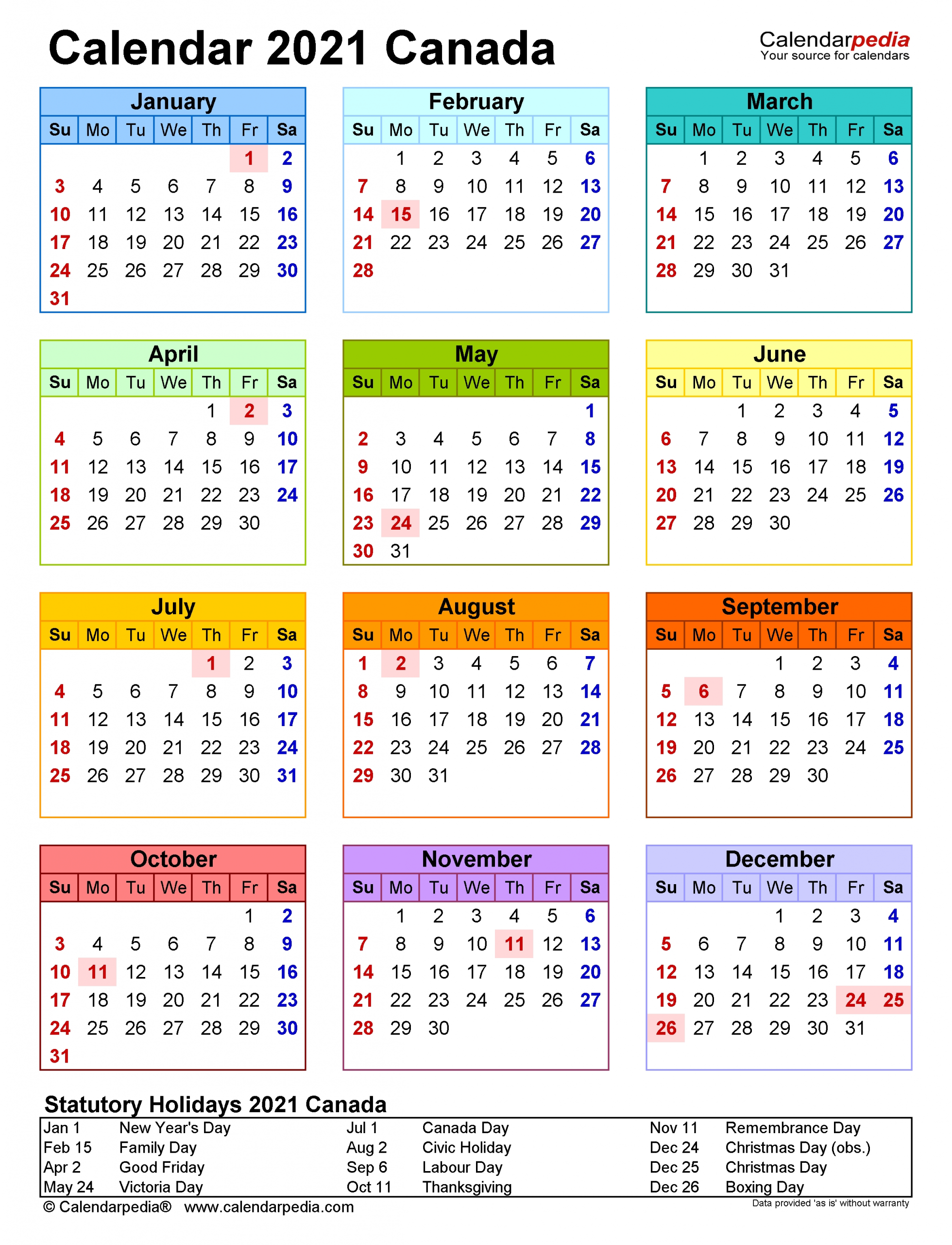 Canada Calendar 2021 - Free Printable Excel Templates-2021 Vacation Schedule