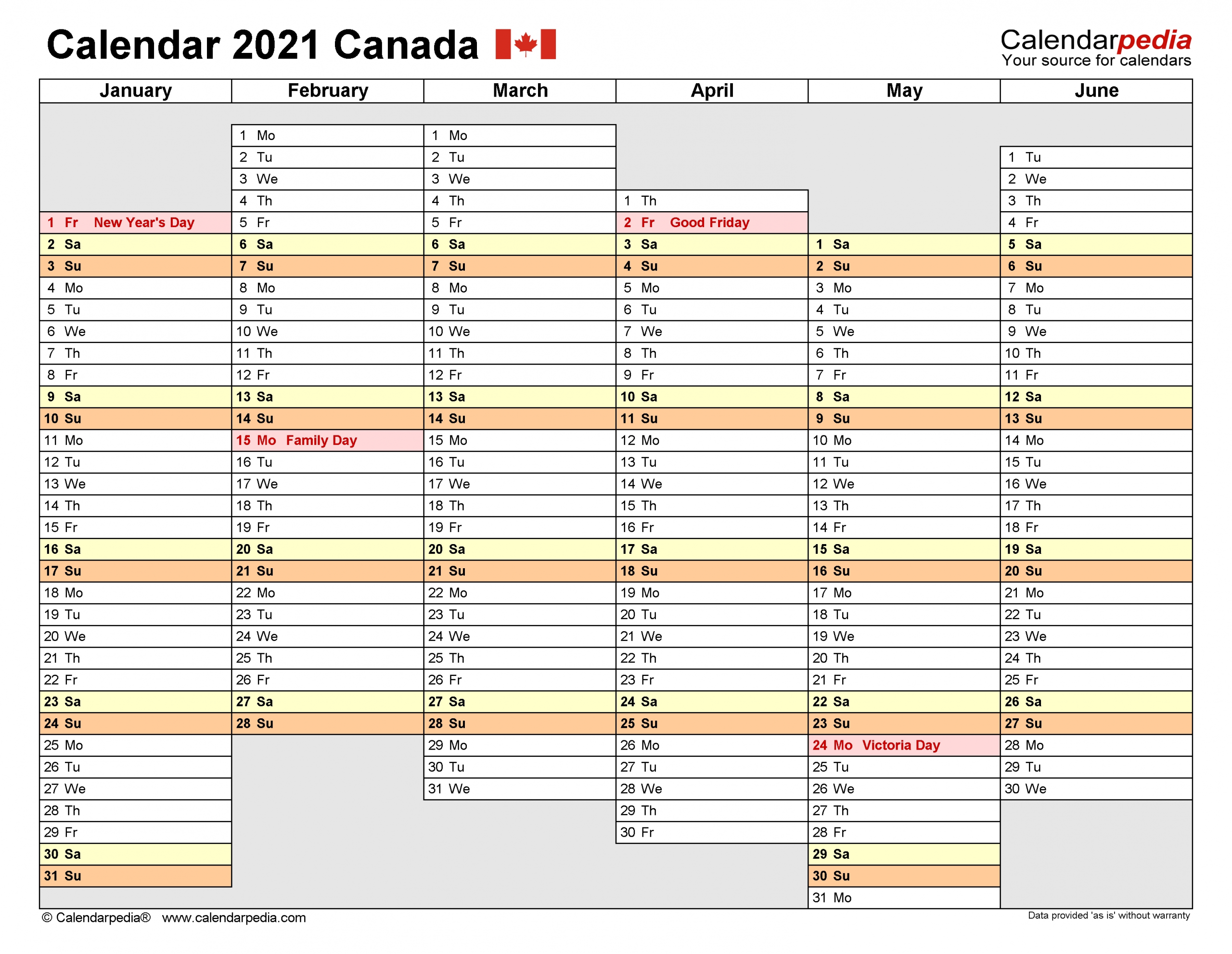Canada Calendar 2021 - Free Printable Excel Templates-Free Vacation Plan Excel 2021